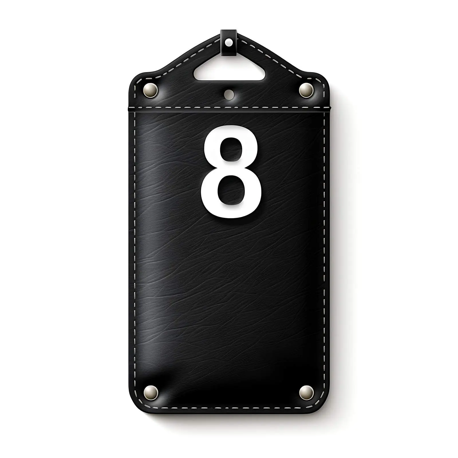 Classic Black Leather Tag with Number 8 — free download from Dotvec