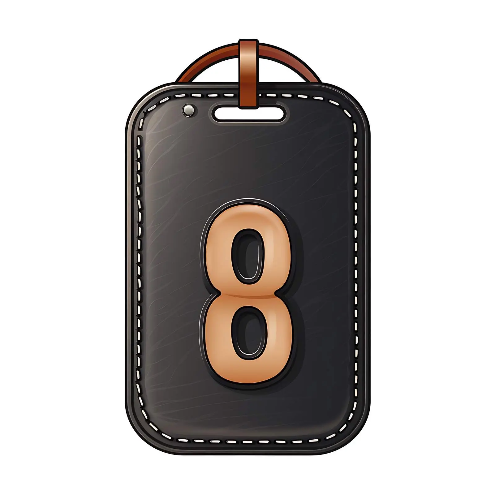 Classic Black Leather Tag with Number 8 – free inventory image from Dotvec