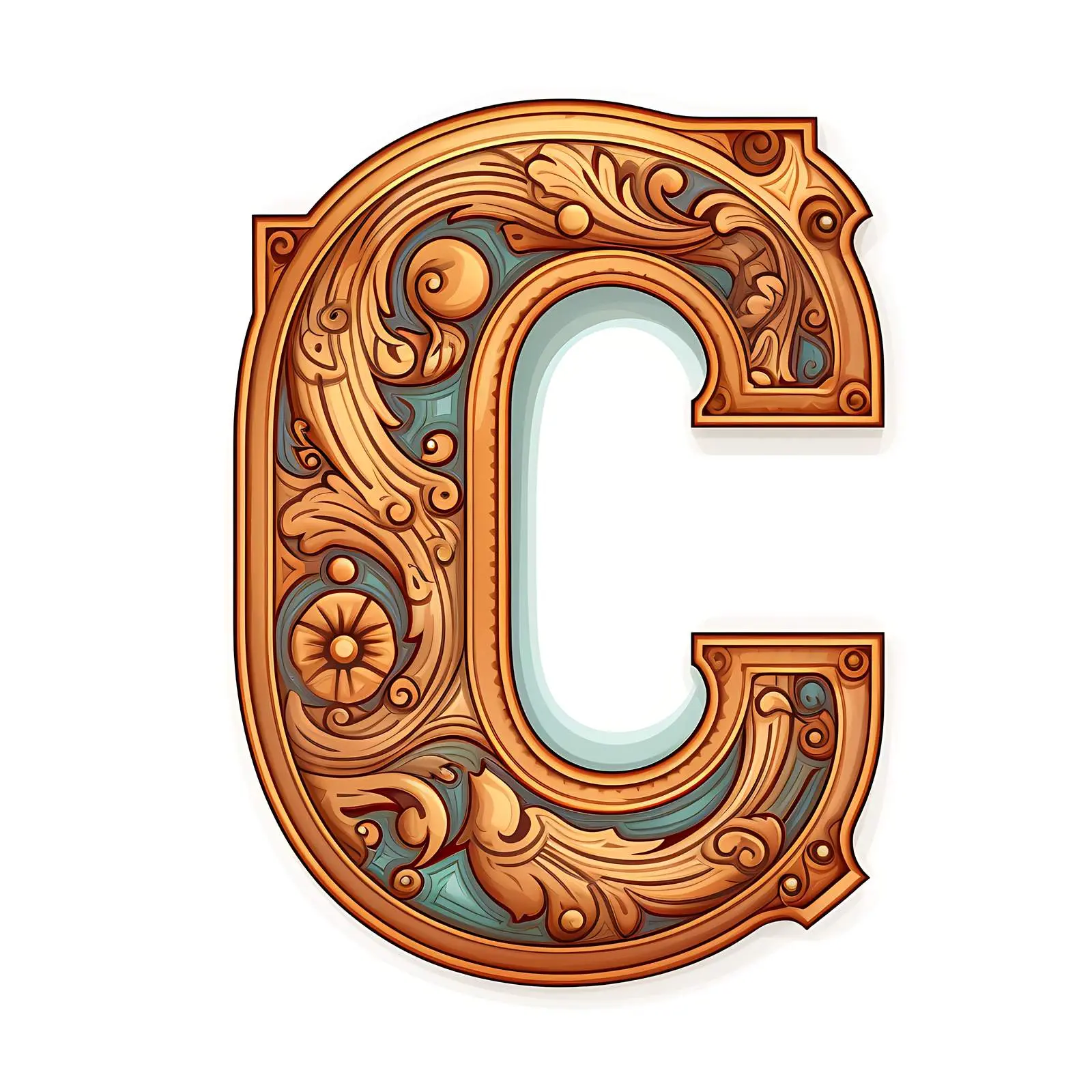 Vintage Pattern Leather Latin Letter C — free download from Dotvec