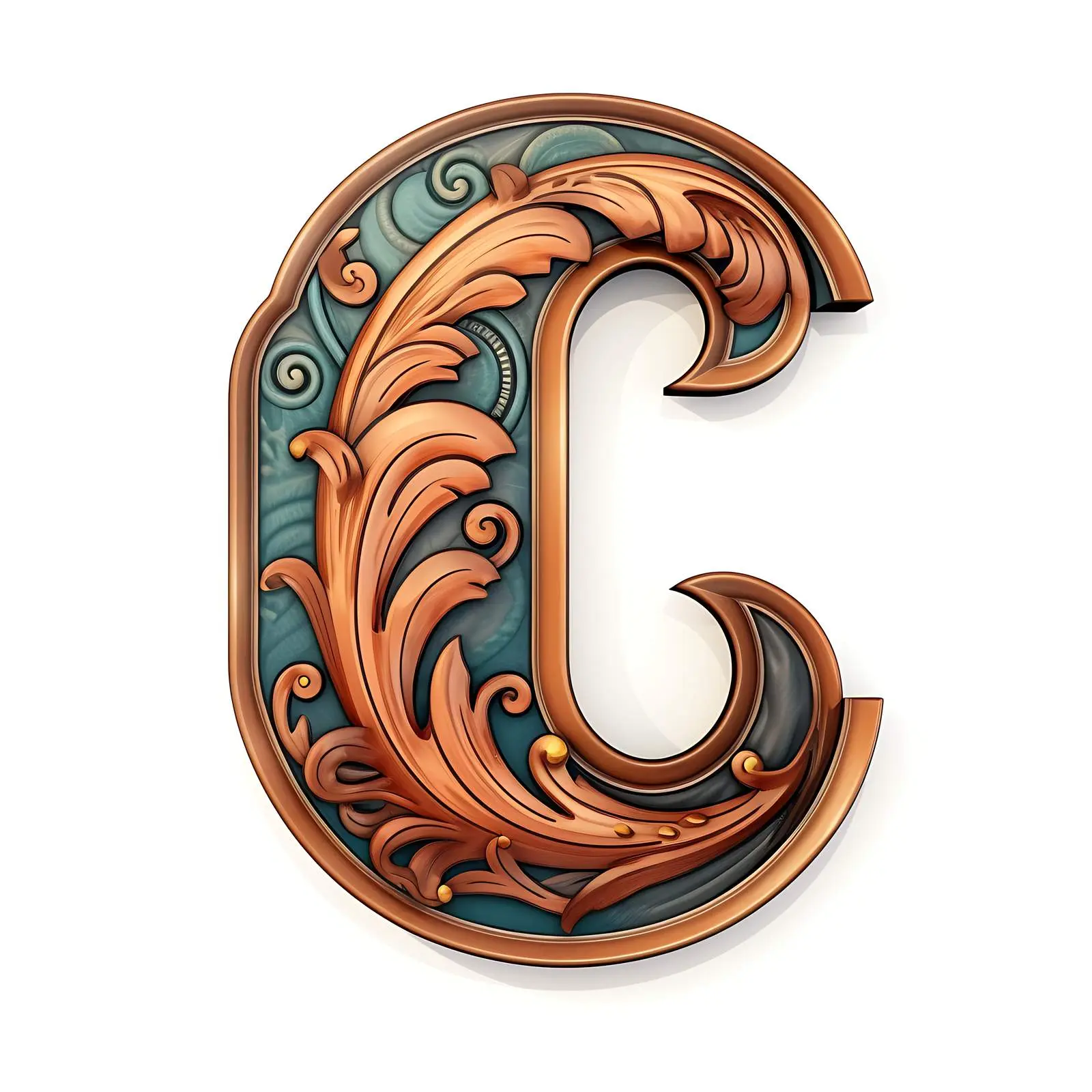 Vintage Leather Latin Letter C for Scrapbooking — free download from Dotvec