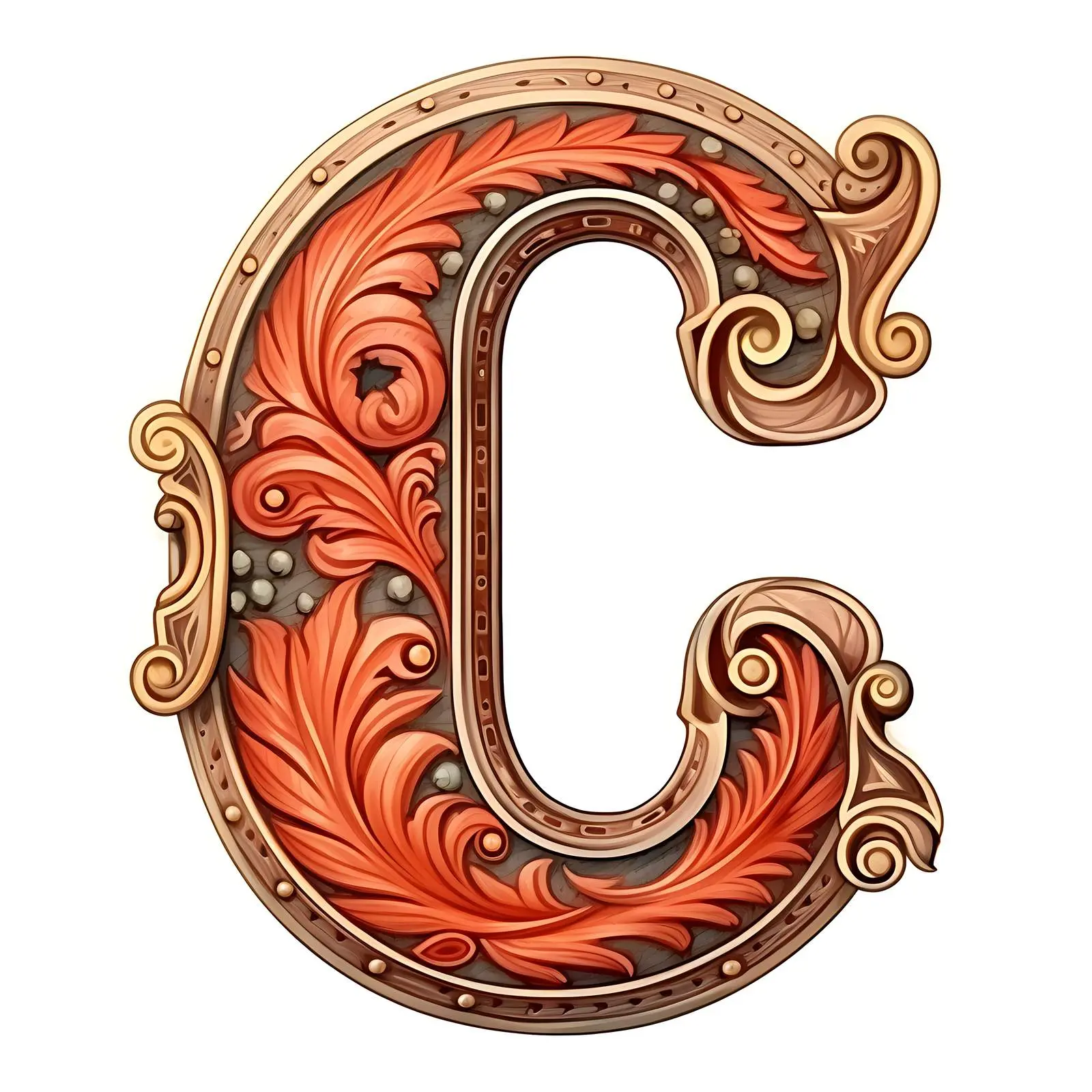 Vintage Patterned Leather Latin Letter C — free download from Dotvec