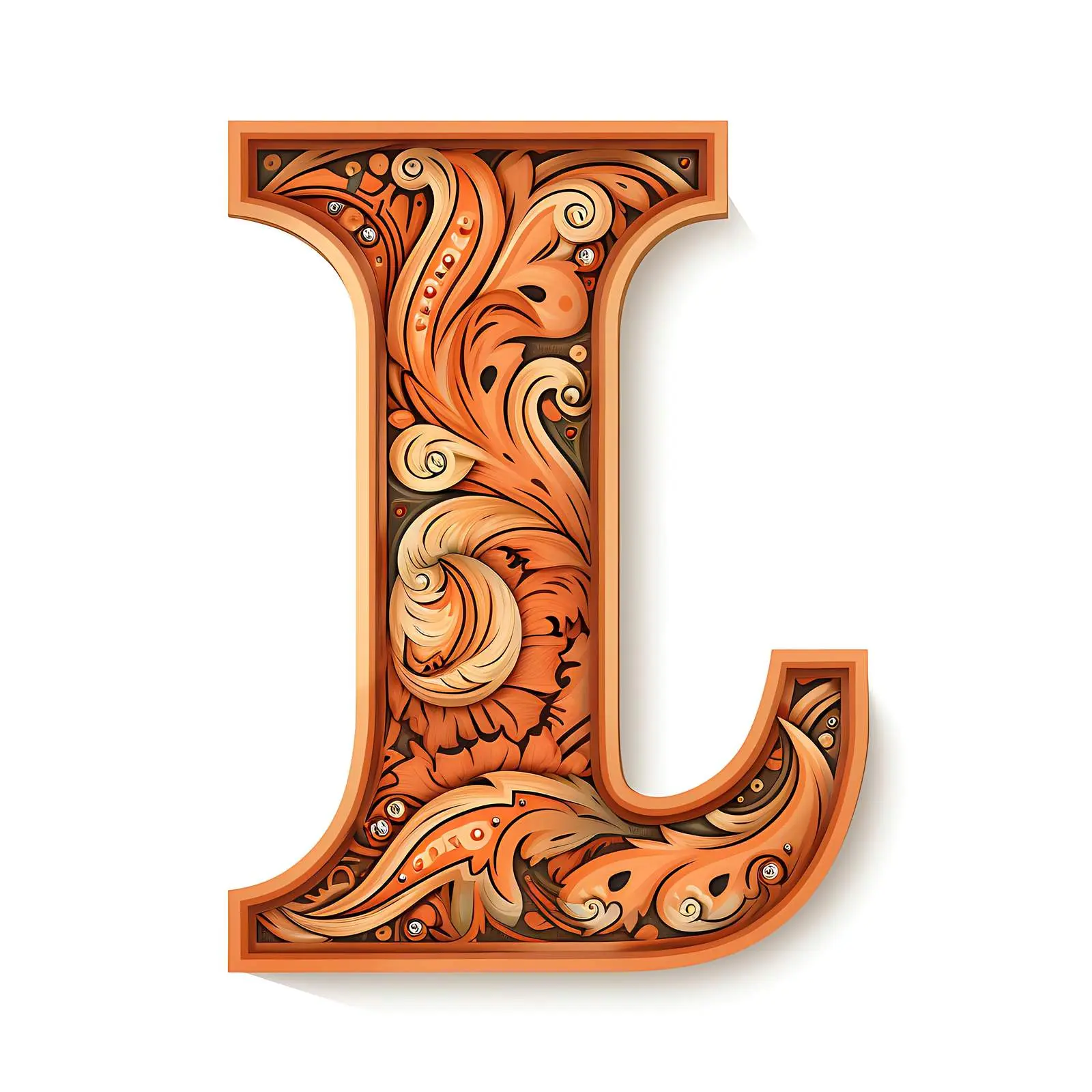 Vintage Patterned Leather Latin Letter L — free download from Dotvec