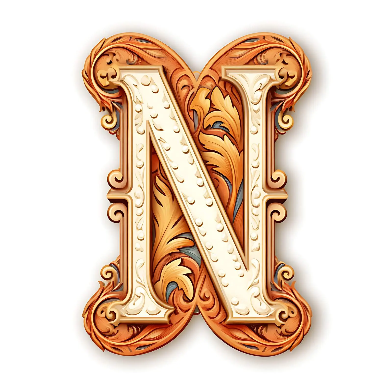 Vintage Leather Latin Letter N Design — free download from Dotvec