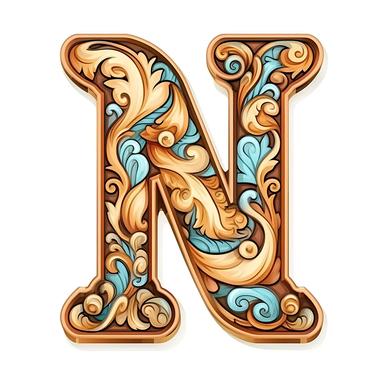 Vintage Leather Latin Letter N for Scrapbooking — free download from Dotvec