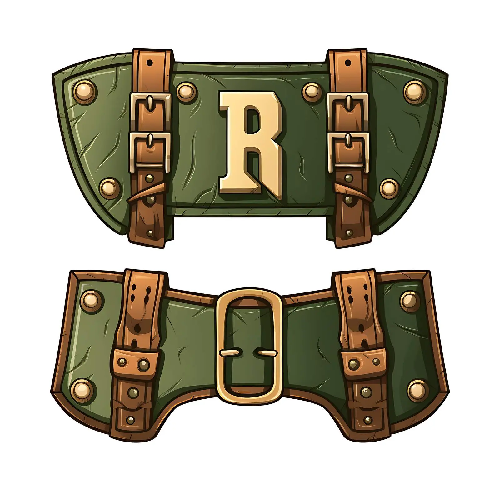 Khaki Leather Military ABC Tags with Latin Alphabet – free camp image from Dotvec