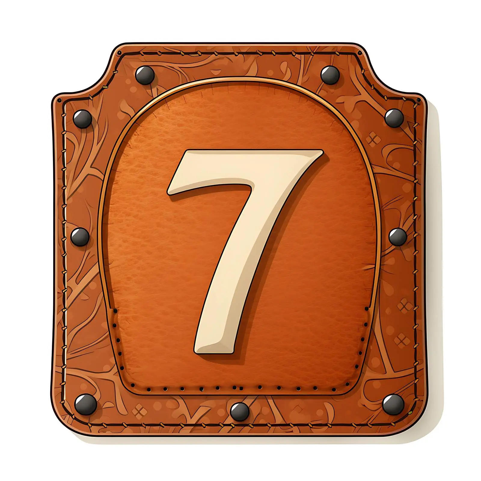 Vintage Leather Scrapbook Element with Number 7 — free download from Dotvec