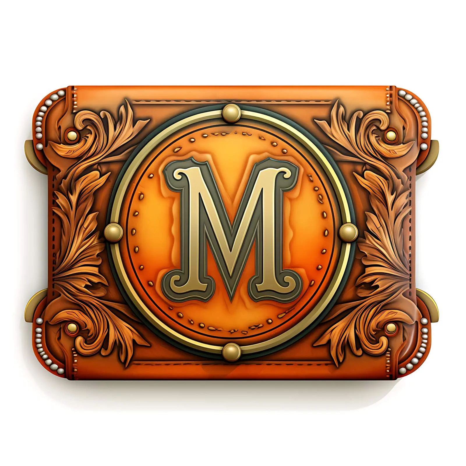 Vintage Leather Label with Letter M – free emblems image from Dotvec