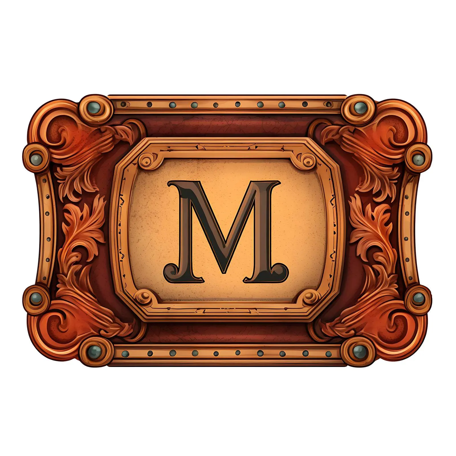 Vintage Leather Label with Latin Letter M – free stress image from Dotvec