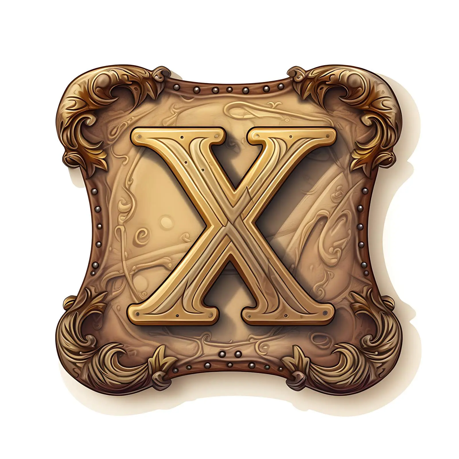 Vintage Leather Label with Latin Letter X — free download from Dotvec