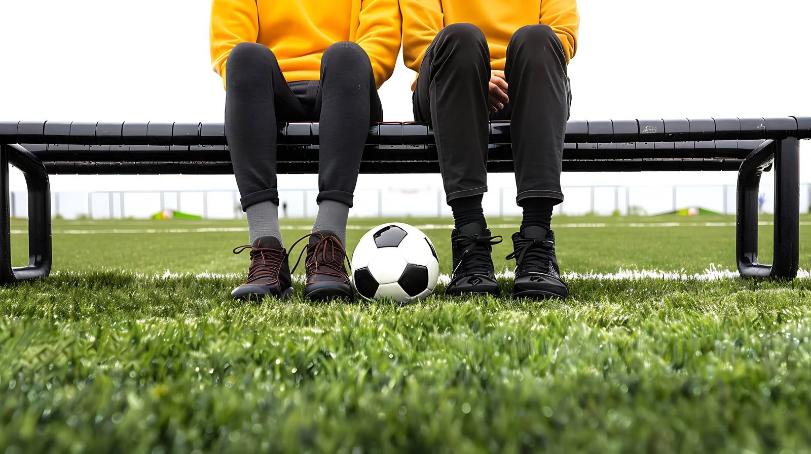 Football Players Resting on Bench at Field — free download from Dotvec