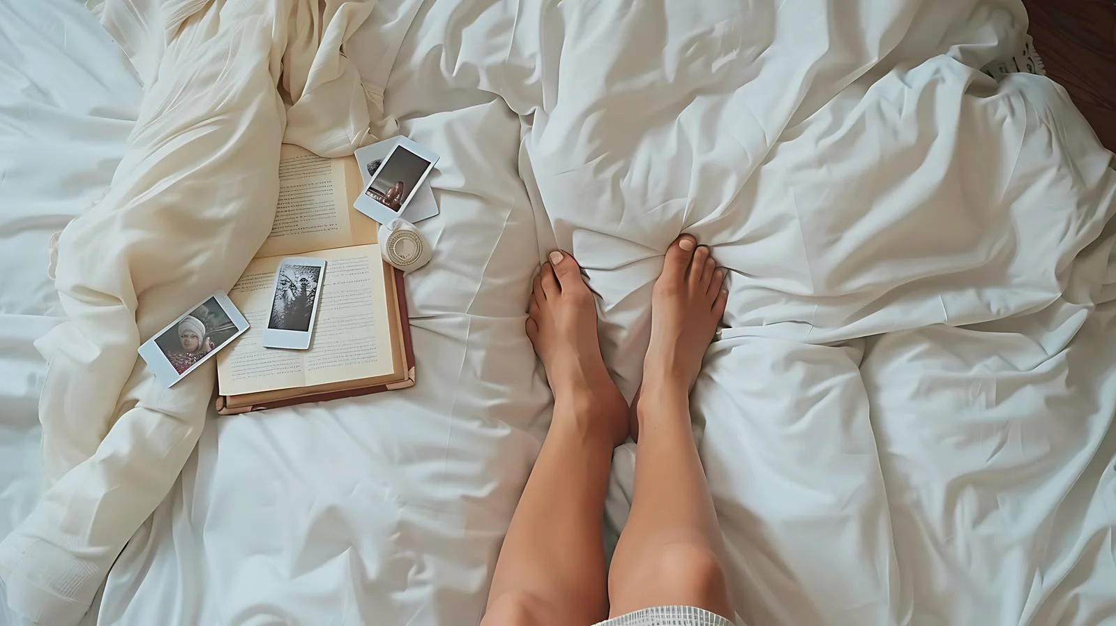Woman Relaxing in Bed with Book — free download from Dotvec
