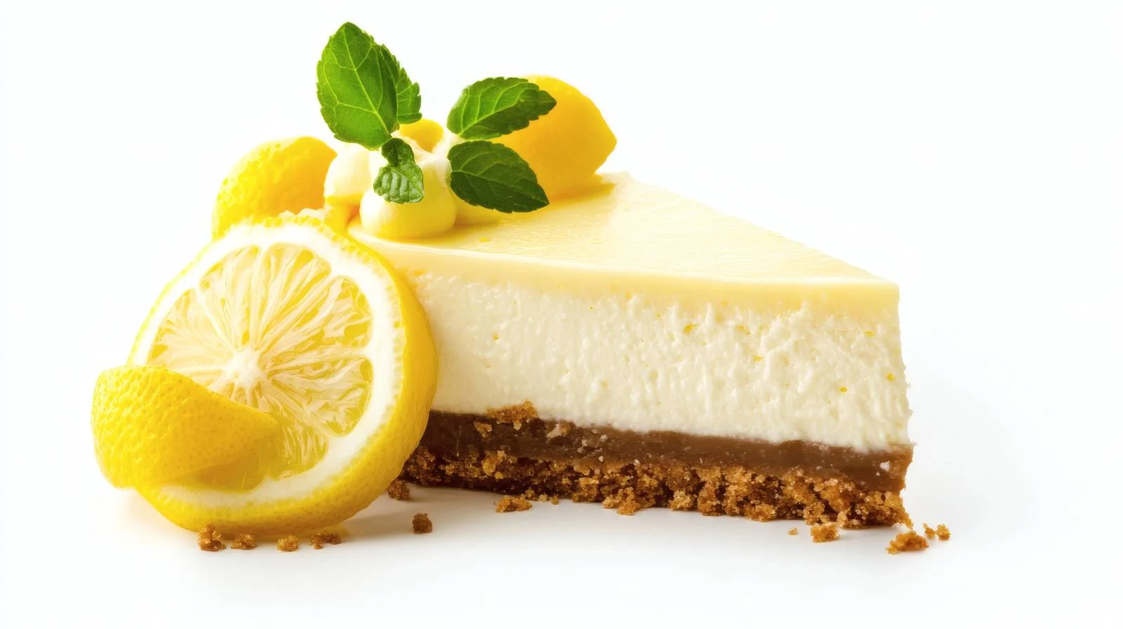 Lemon Cheesecake on White Background Delight — free download from Dotvec