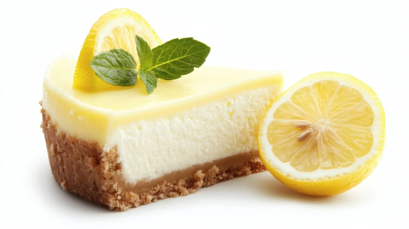 Delicious Lemon Cheesecake on White Background — free download from Dotvec