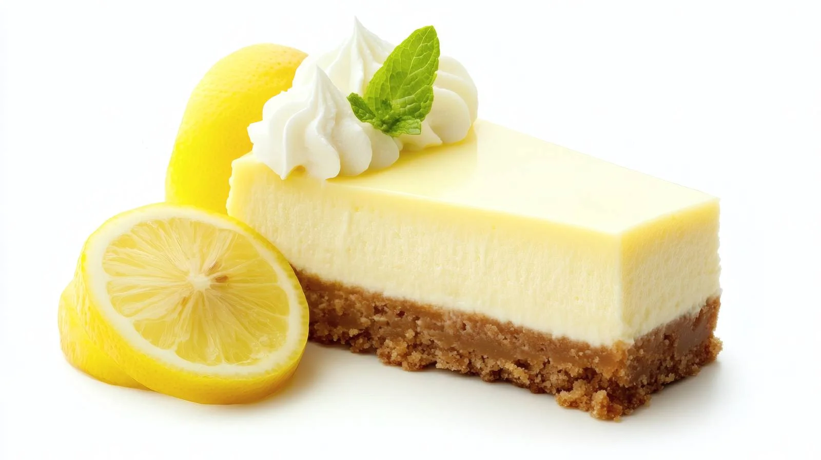 Delicious Lemon Cheesecake on White Background — free download from Dotvec