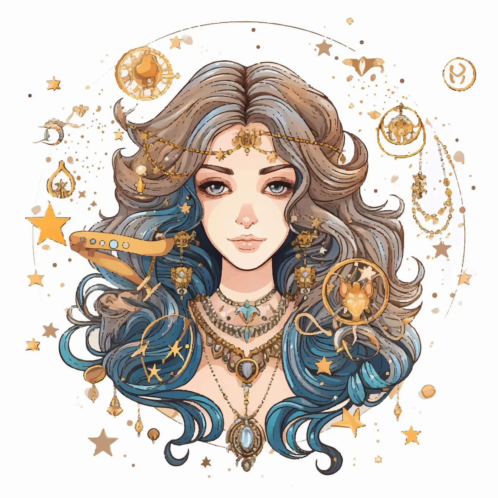 Leo Zodiac Sign Girl Doodle Cartoon Card — free download from Dotvec