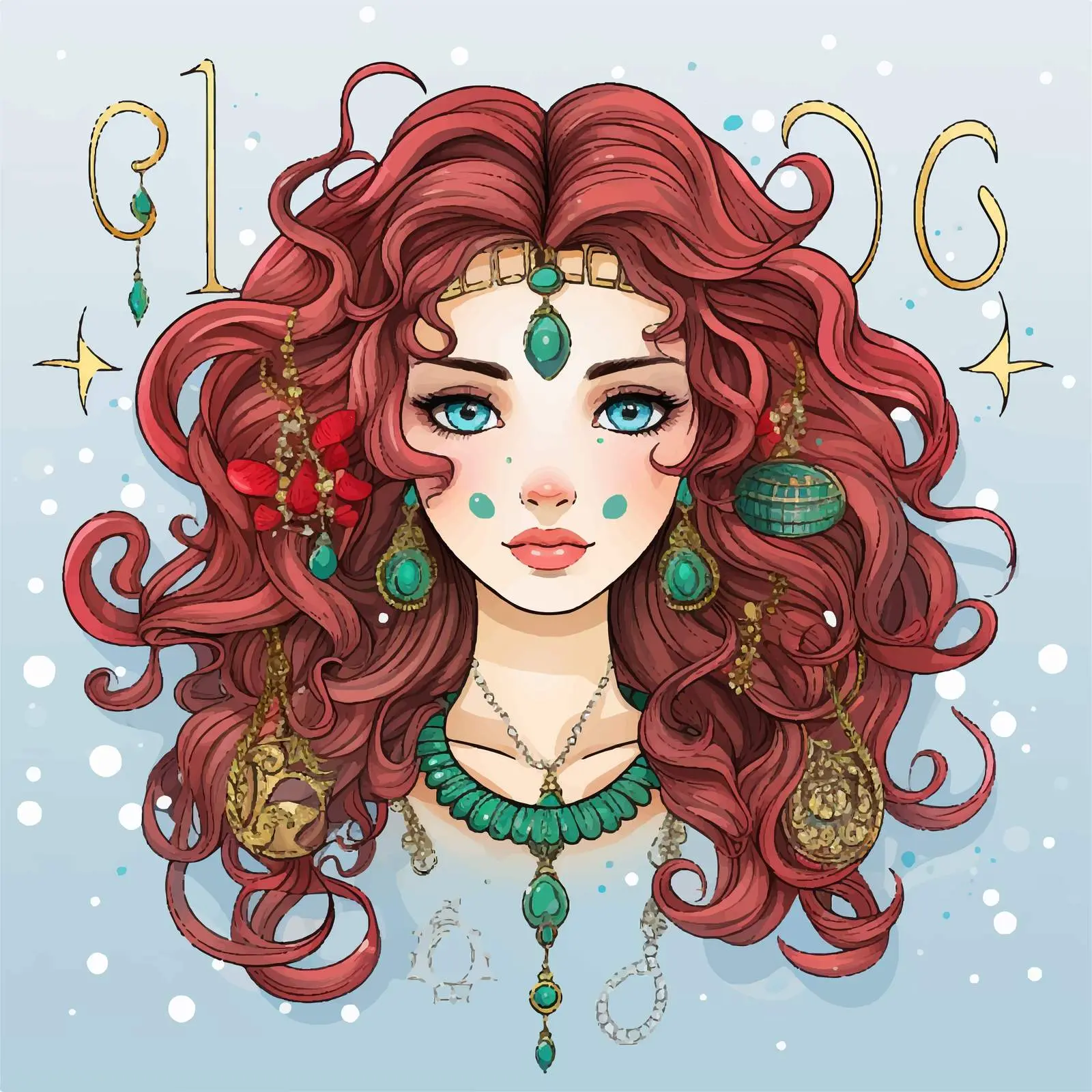Leo Zodiac Sign Girl Doodle Card – free gemstone image from Dotvec