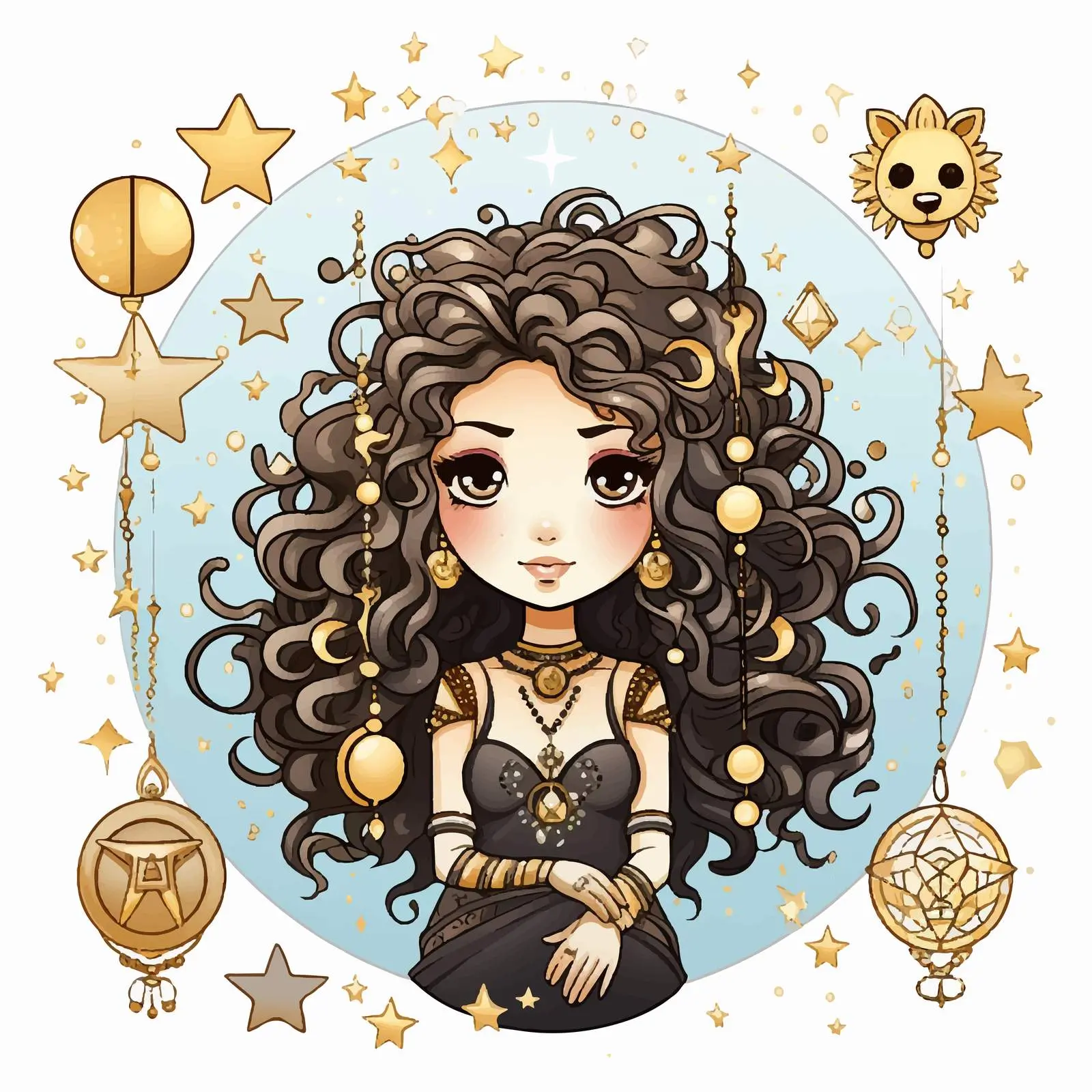 Leo Zodiac Sign Girl Cartoon Doodle Artwork — free download from Dotvec