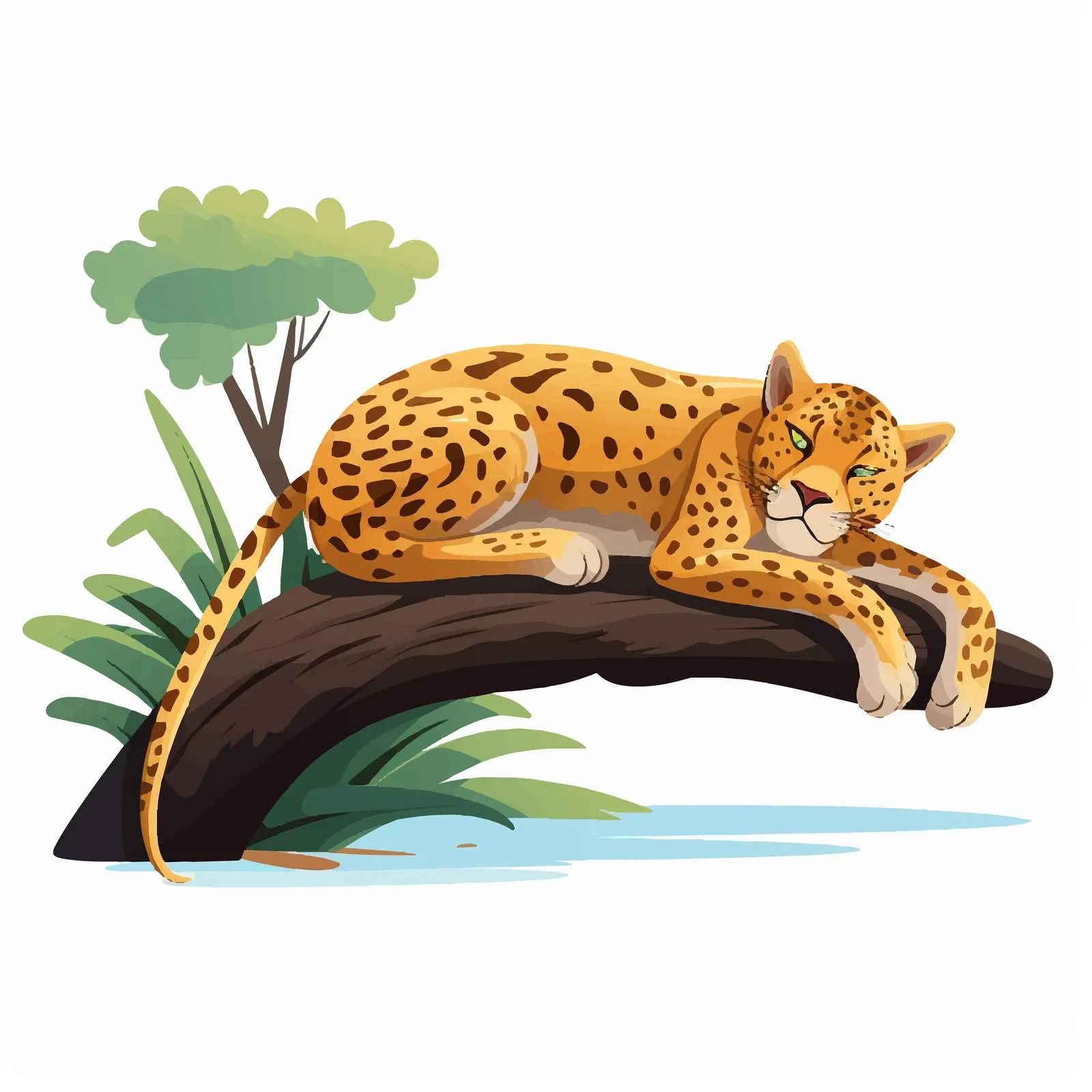 Leopard Relaxing on a Branch — free download from Dotvec