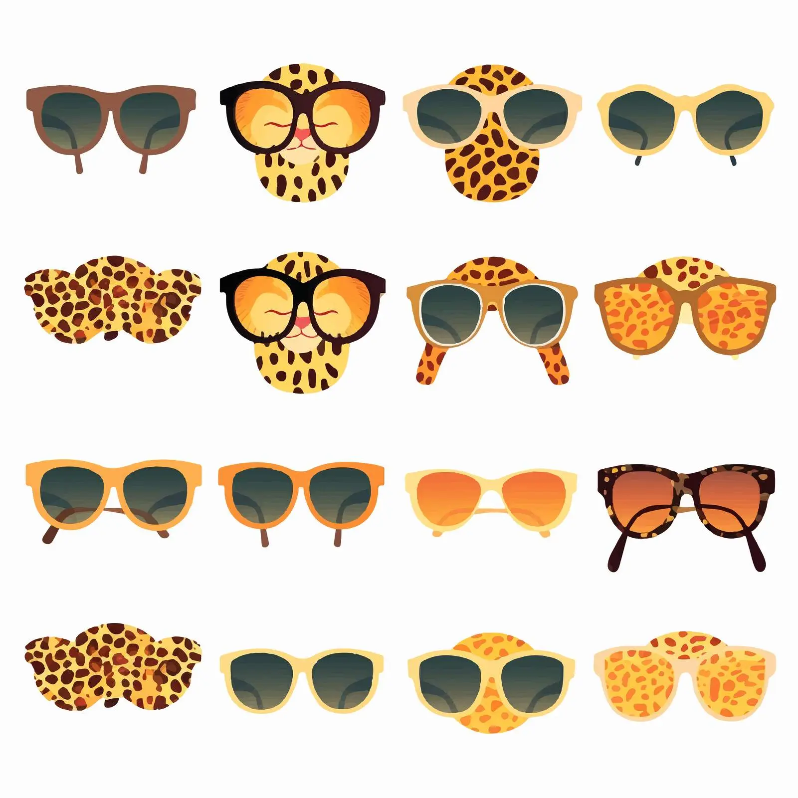Leopard Print Sunglasses Safari Silhouettes Vector Set — free download from Dotvec