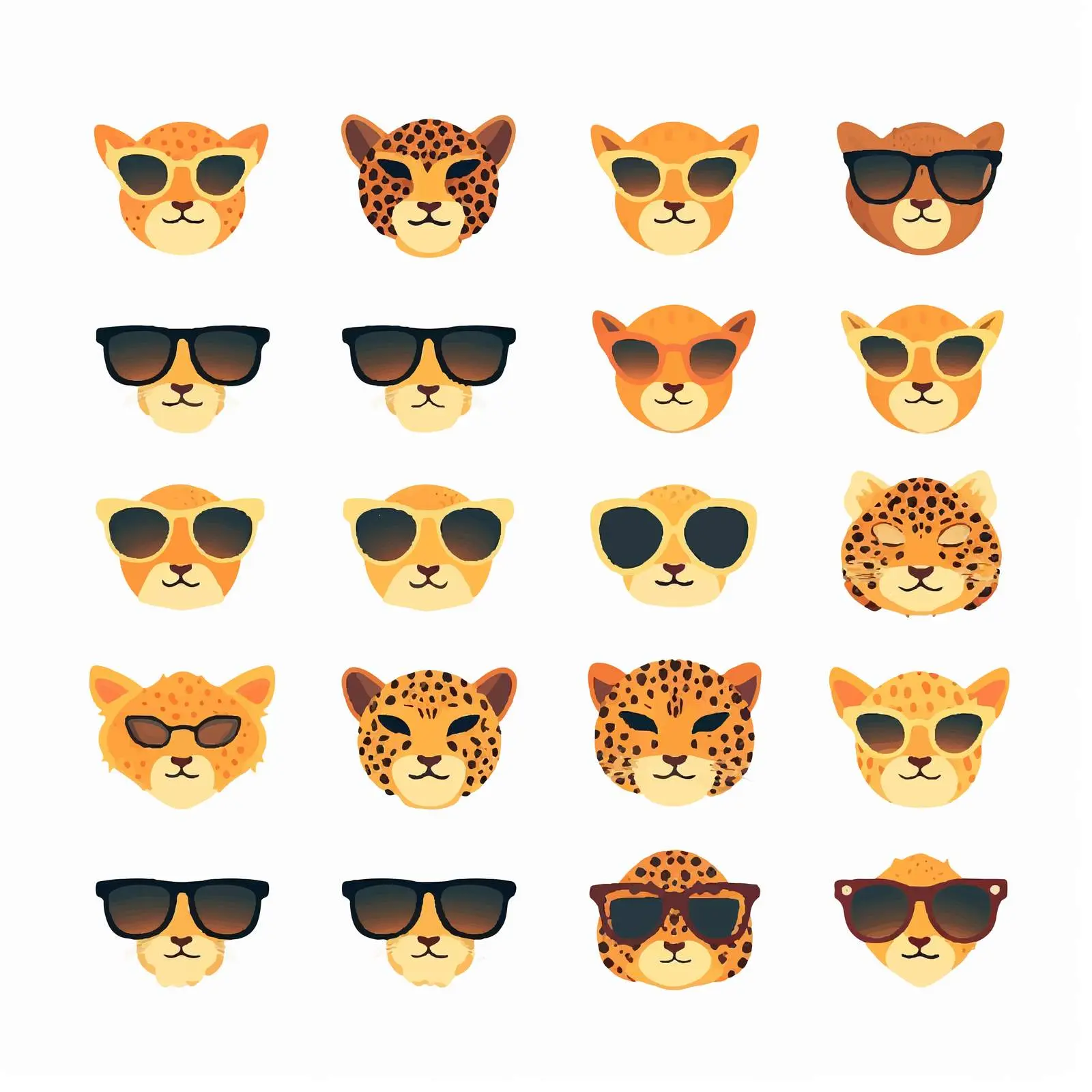 Leopard Print Sunglasses Safari Silhouettes Vector Set – free wearable art image from Dotvec