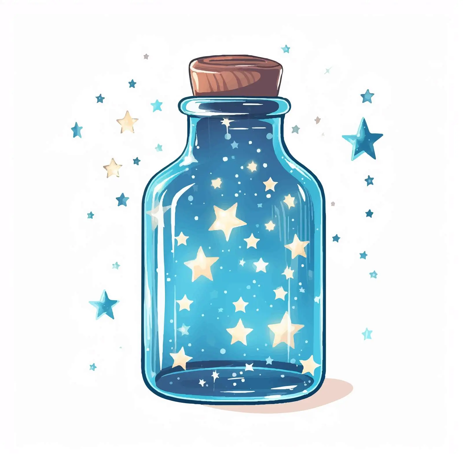 Bottle with Falling Stars - Wish Fulfillment Art — free download from Dotvec