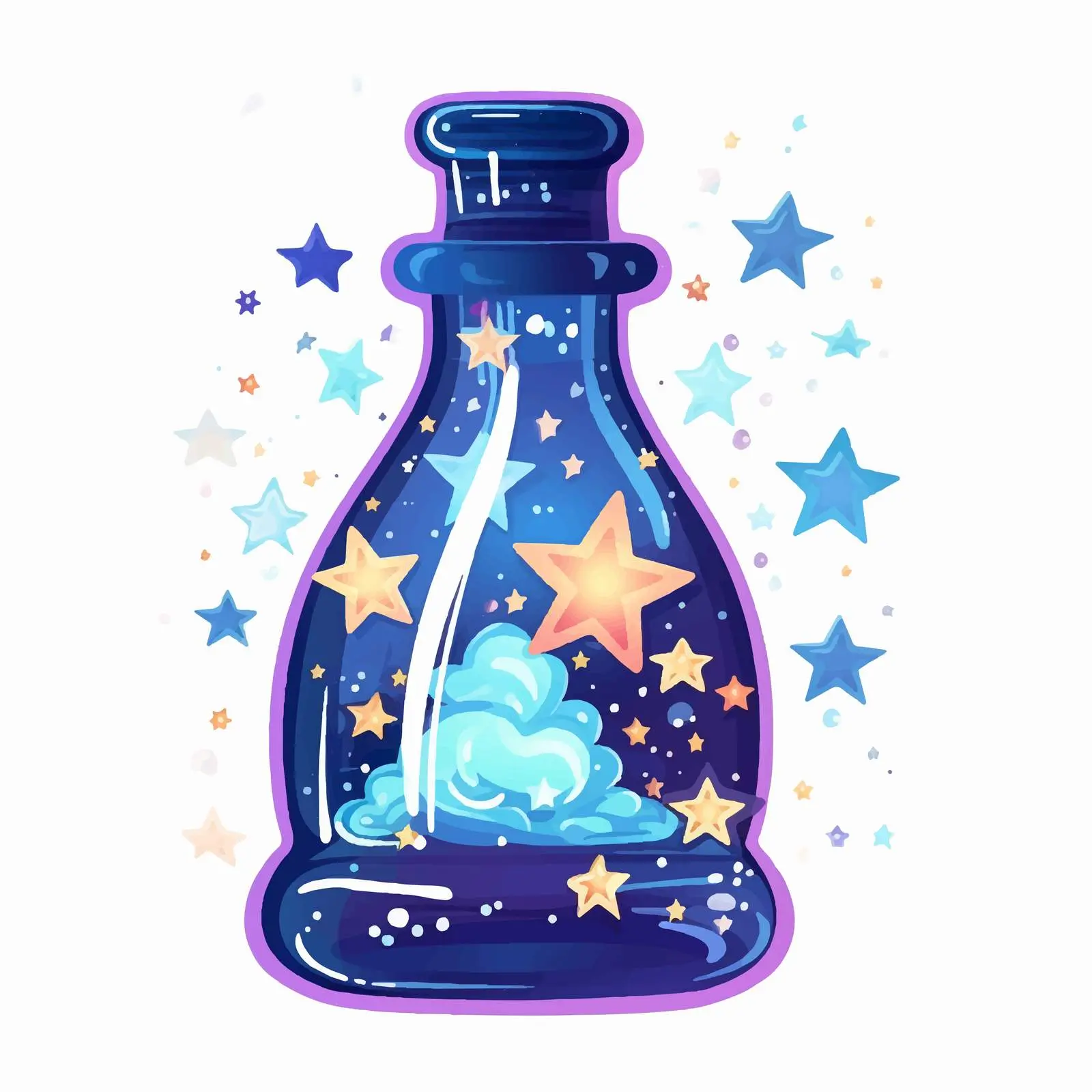 Bottle of Wishes with Falling Stars Vector — free download from Dotvec