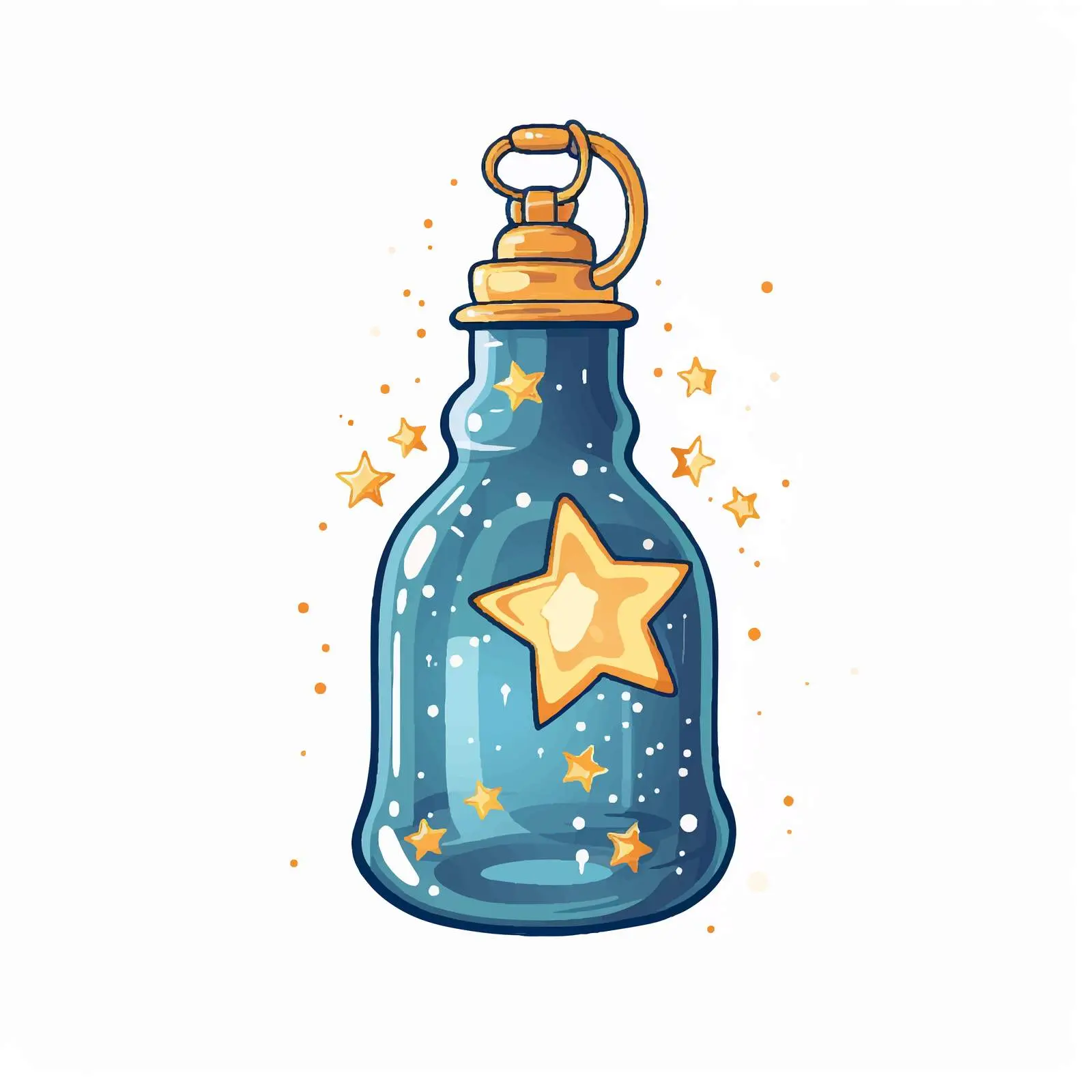Wish Bottle with Falling Stars Vector Art – free bottle design image from Dotvec