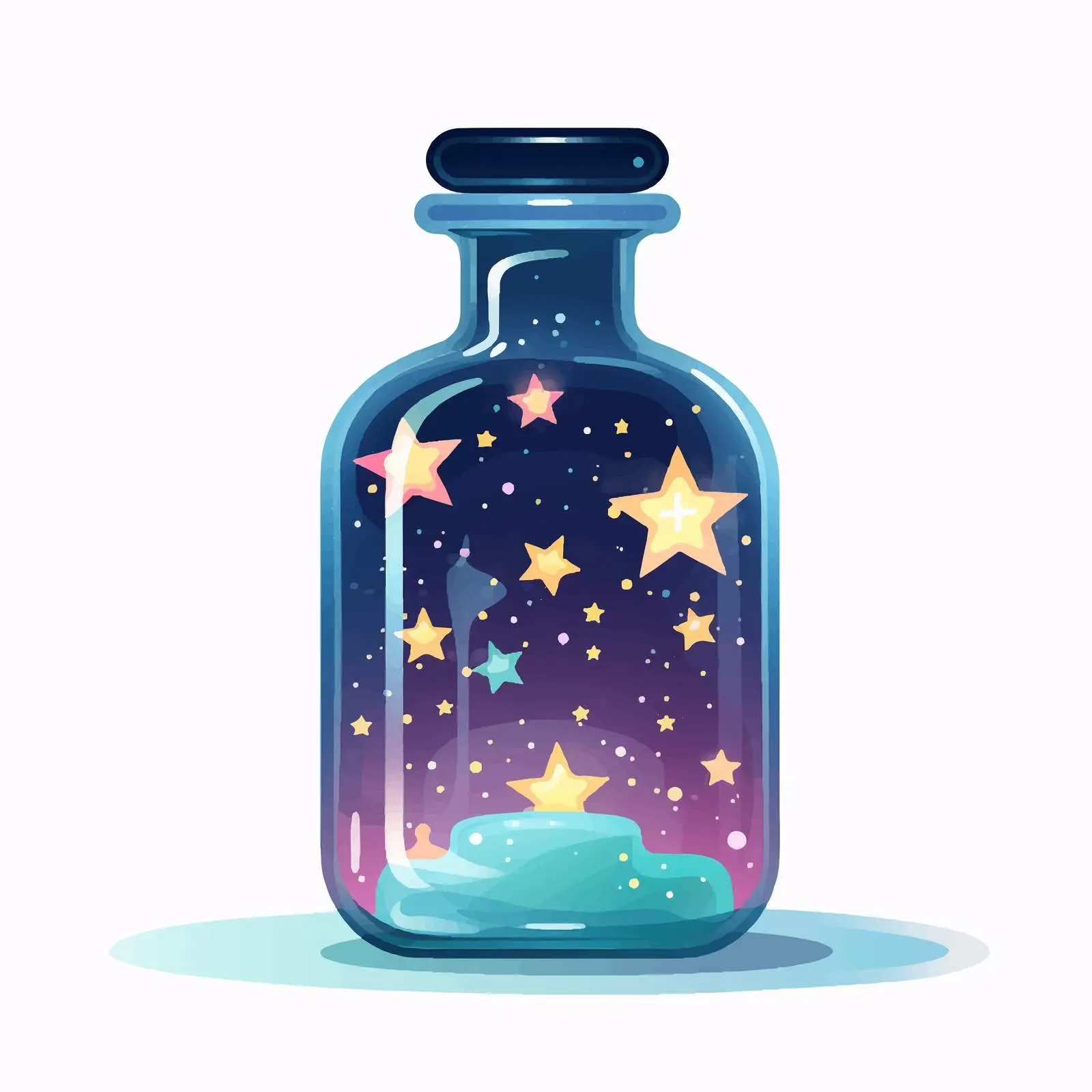 Wish Bottle with Falling Stars Clip Art — free download from Dotvec