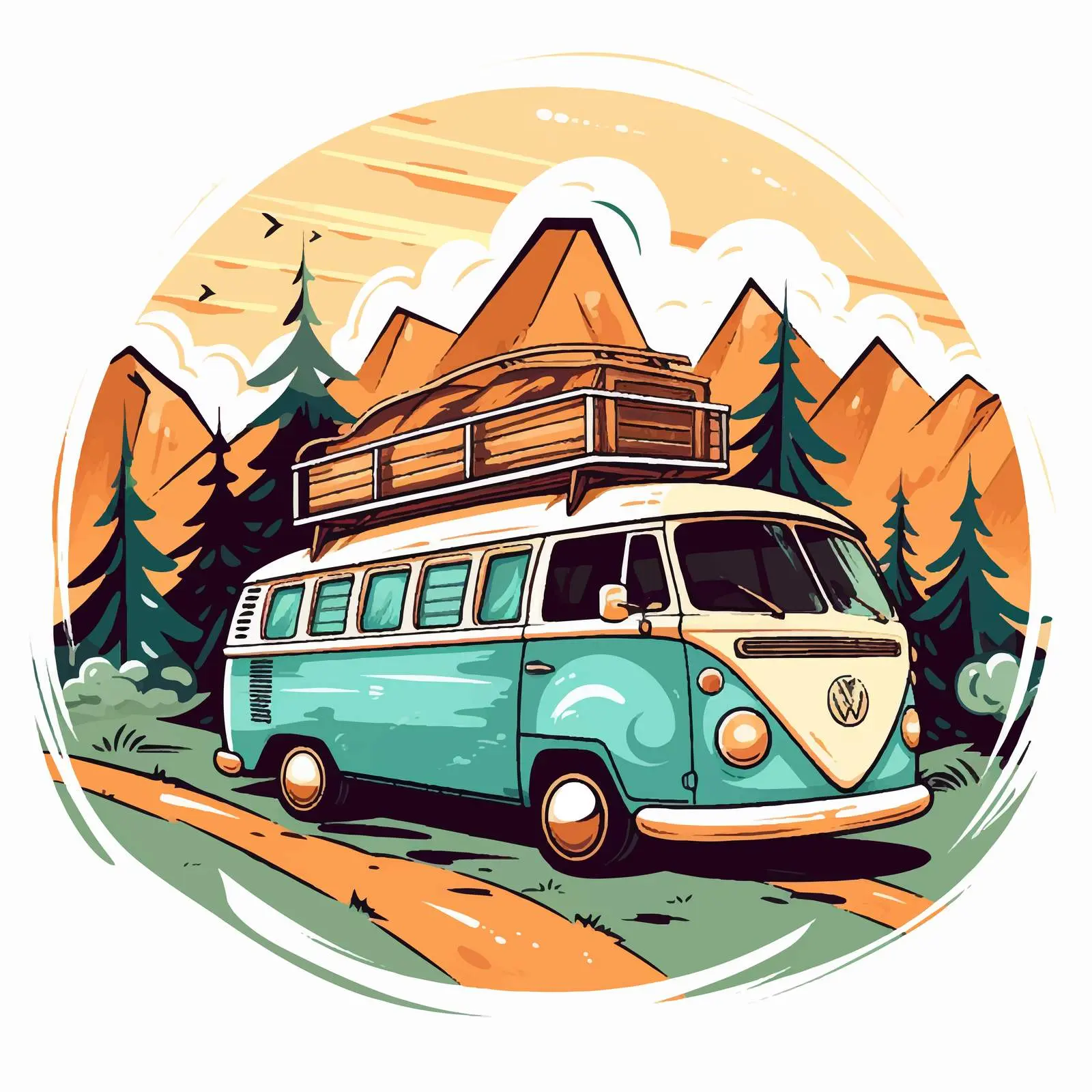Summer Road Trip Van Icon Illustration — free download from Dotvec