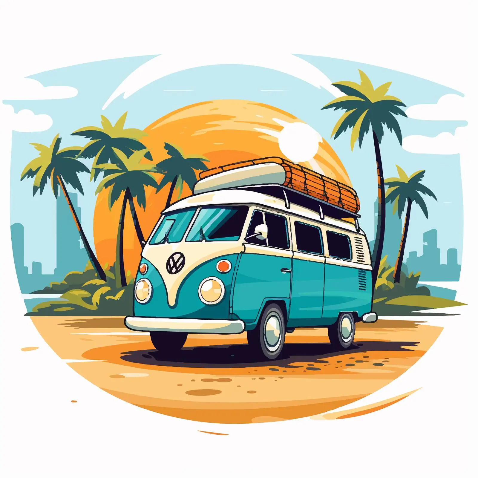Summer Road Trip Van Icon Illustration — free download from Dotvec