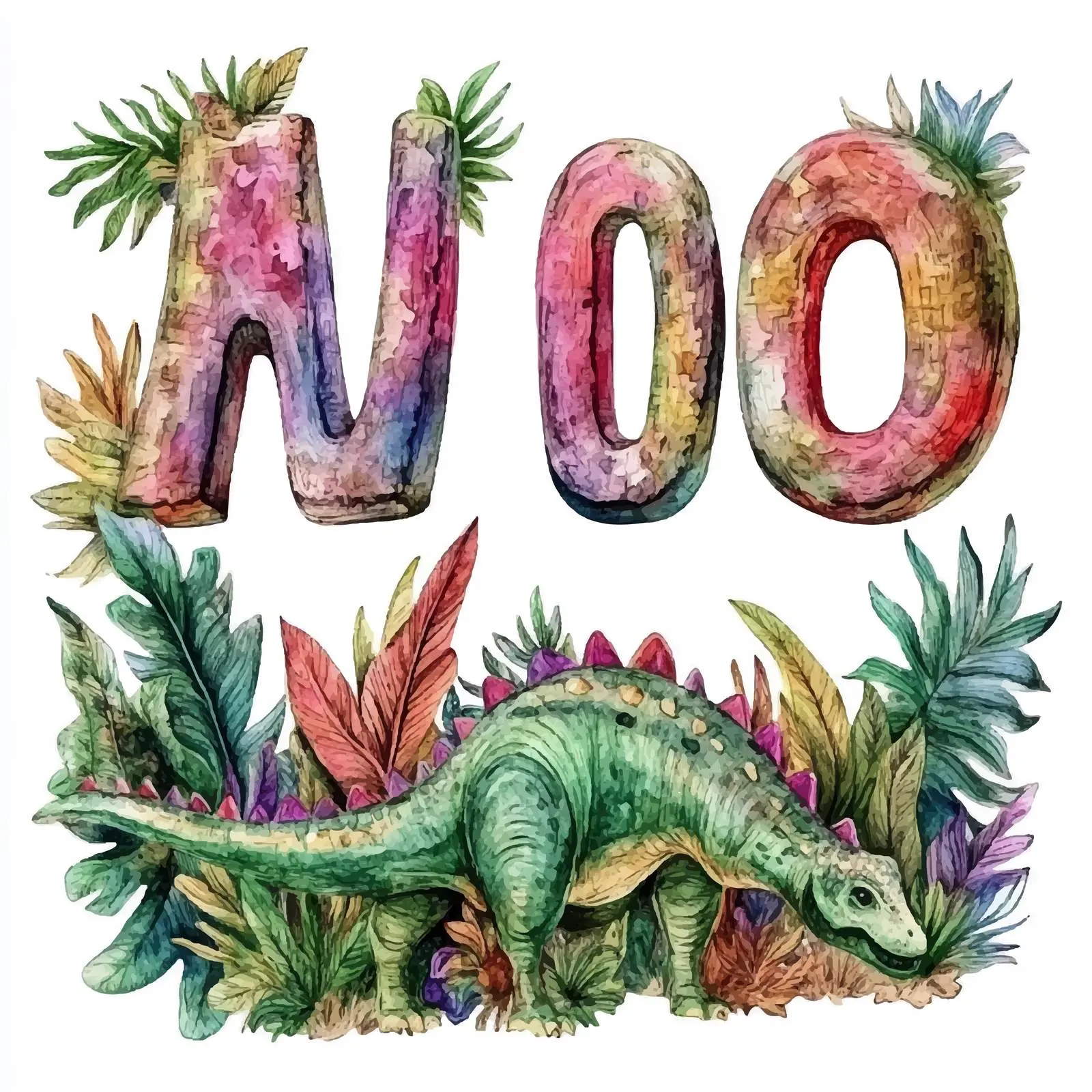 Watercolor Dinos Lettering Set in Stone Text — free download from Dotvec