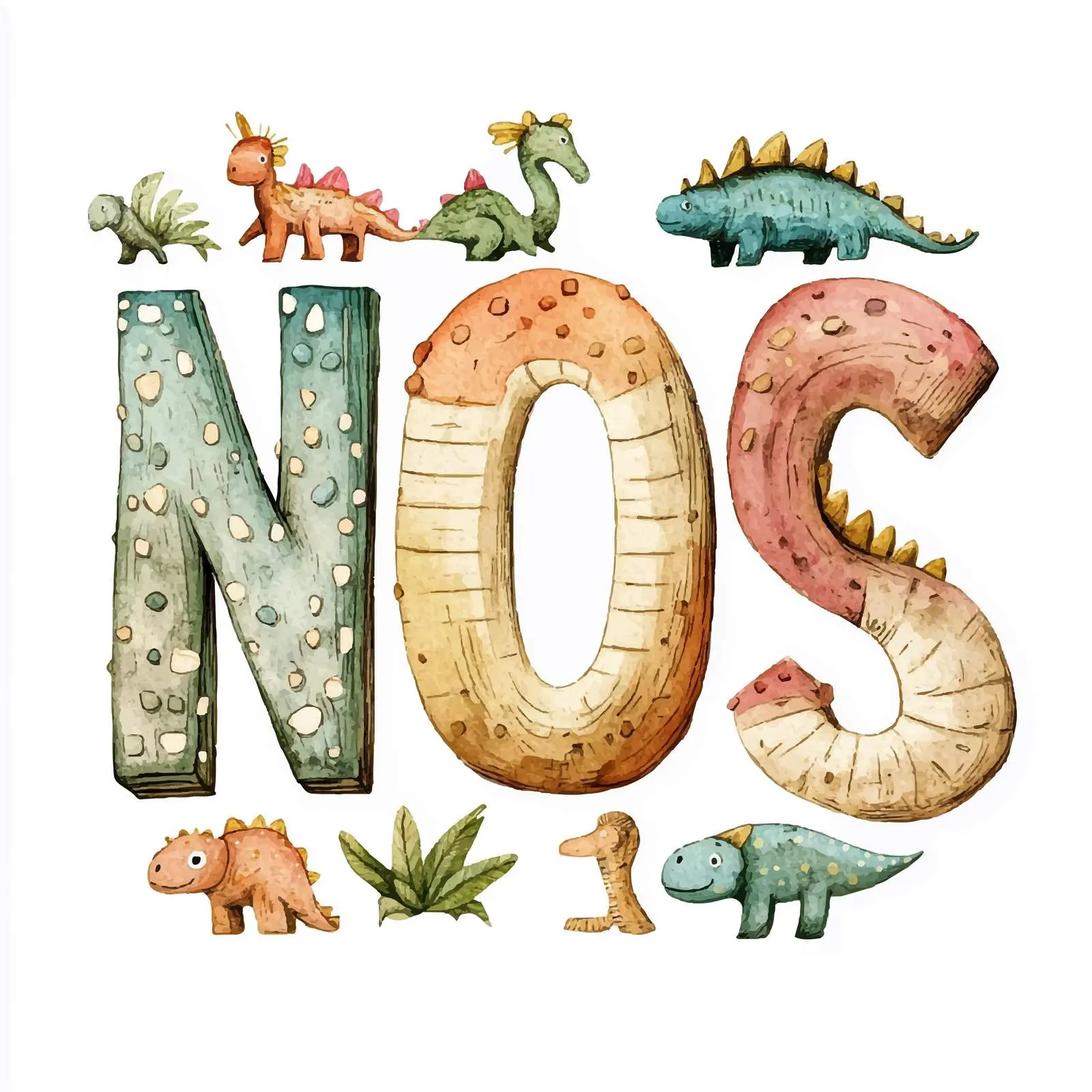 Watercolor Dino Lettering Set of Letters — free download from Dotvec