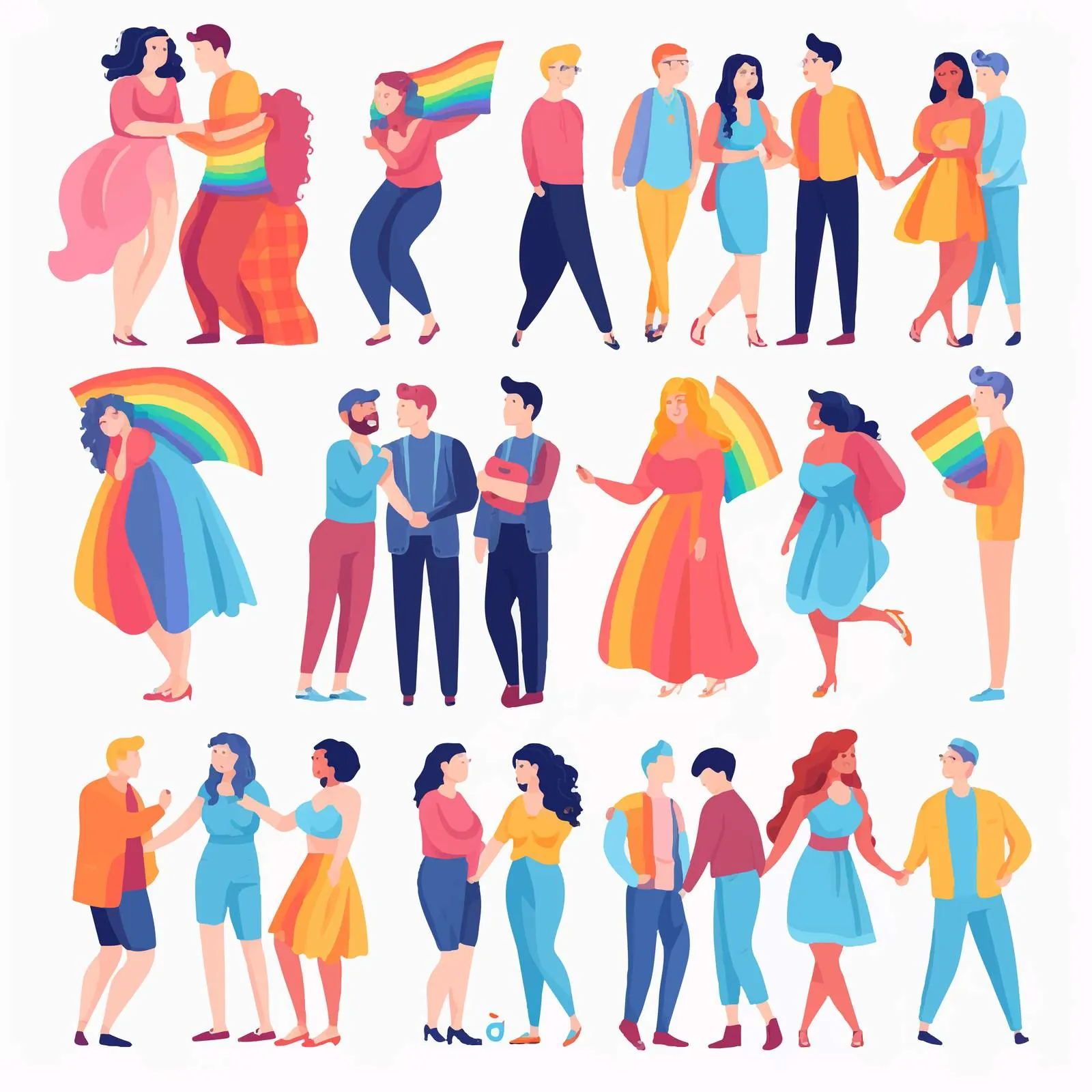 LGBTQ Couples Vector Art Representation — free download from Dotvec