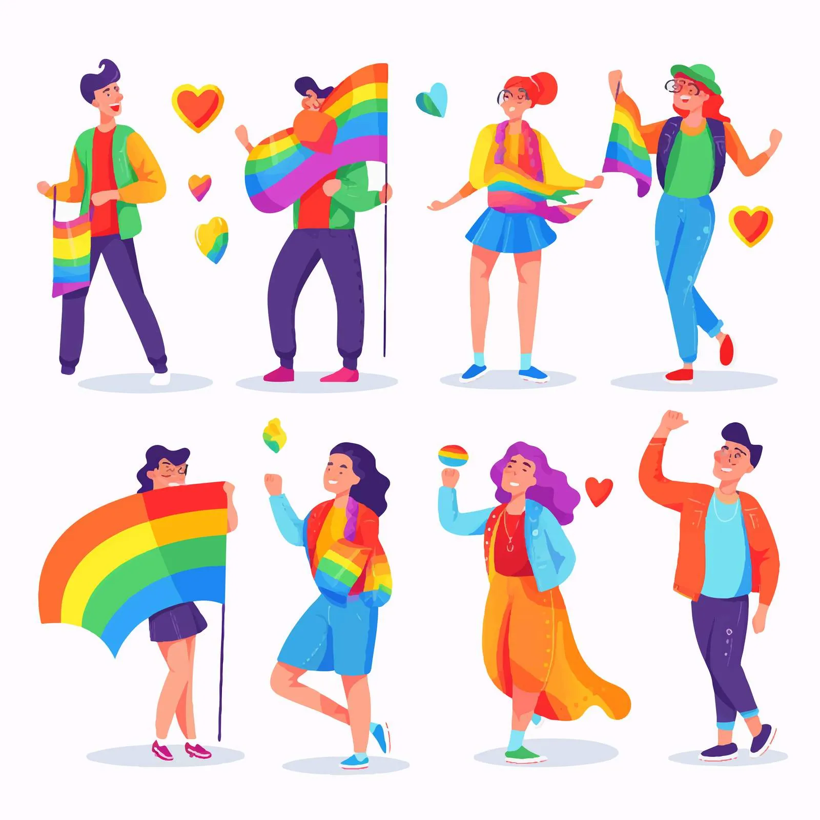 LGBTQ People with Rainbow Flags and Symbols — free download from Dotvec