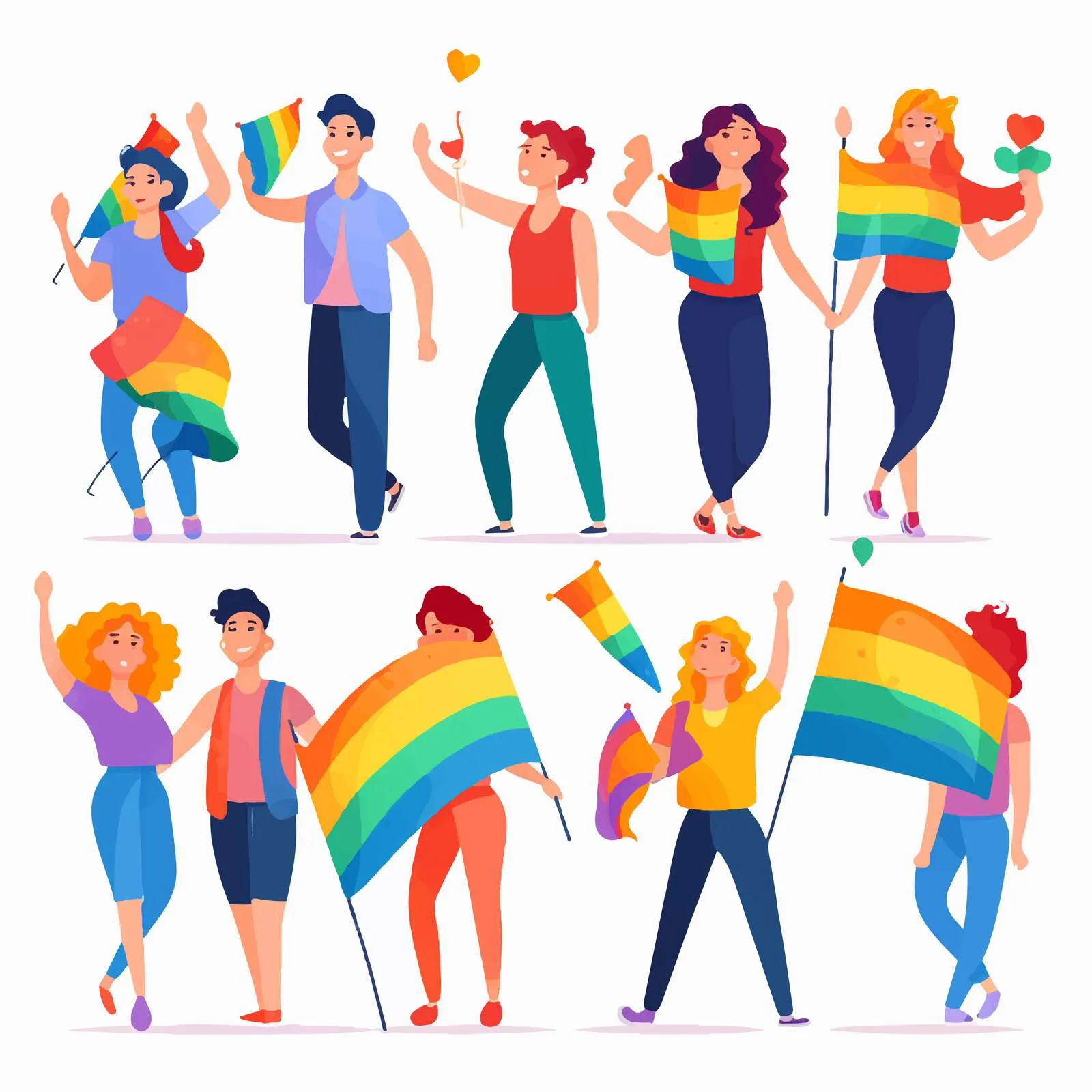 LGBTQ Characters with Rainbow Symbols and Flags — free download from Dotvec
