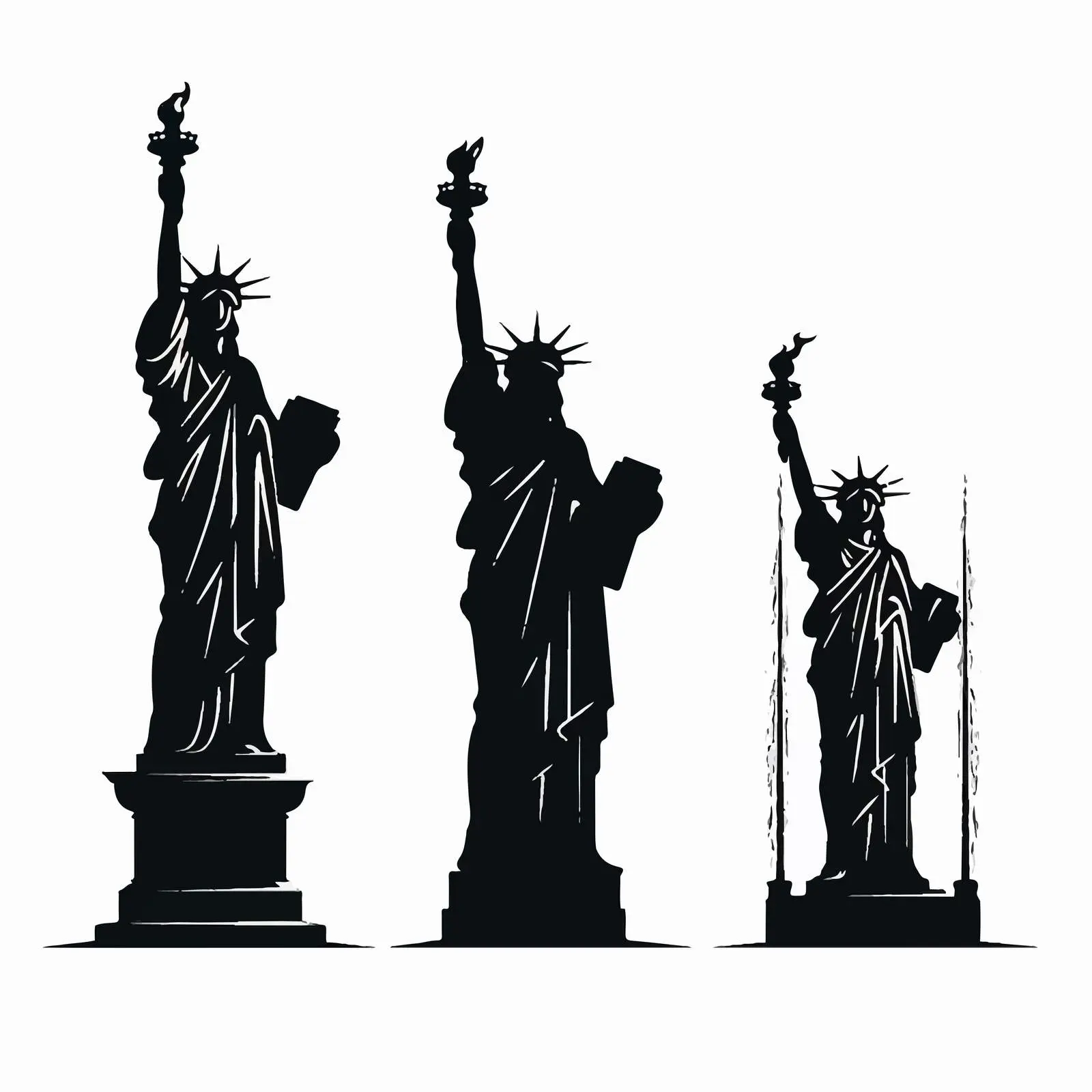 Silhouettes of Liberty, Jesus, and Themis Monument — free download from Dotvec