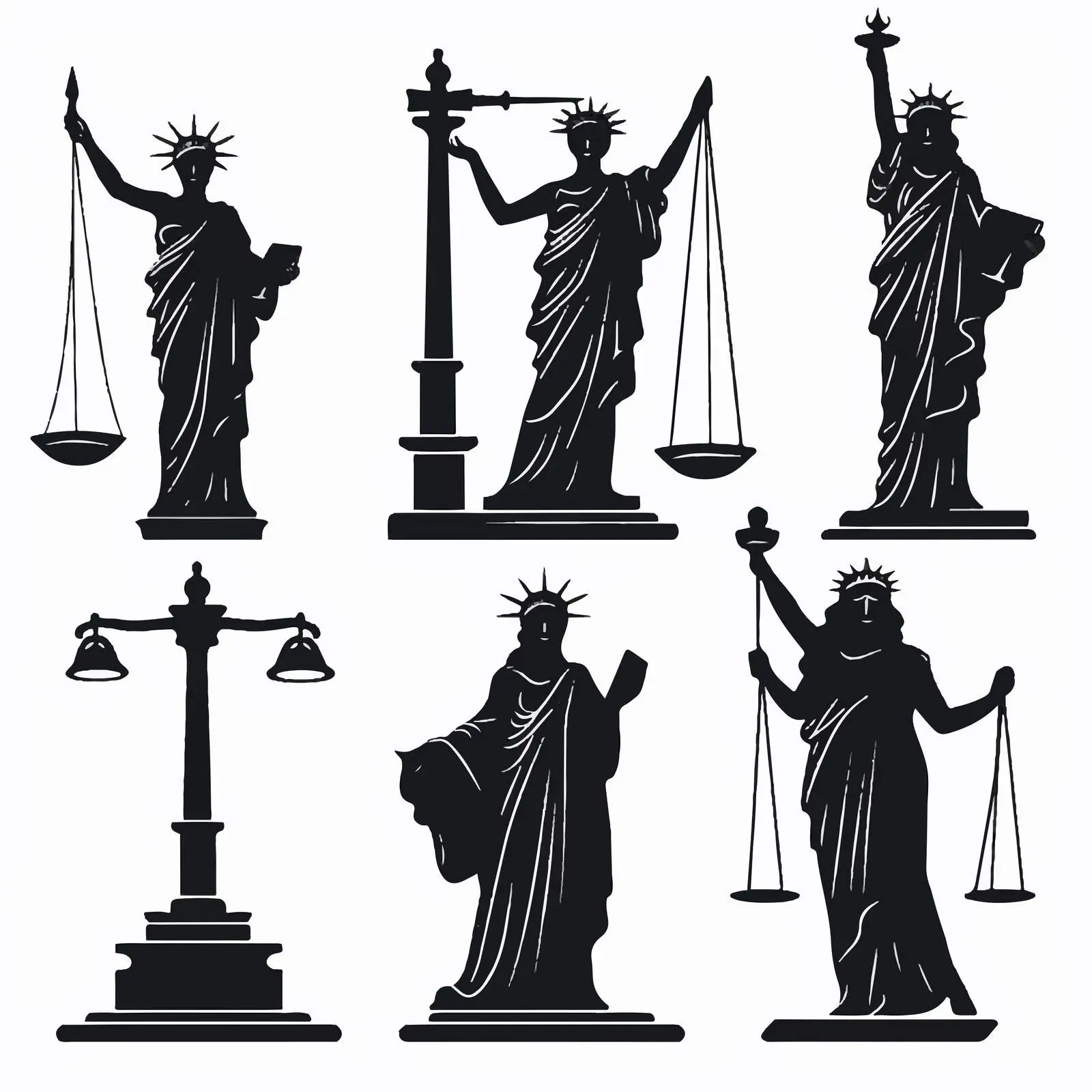 Liberty Jesus Themis Monument Silhouettes Collection — free download from Dotvec