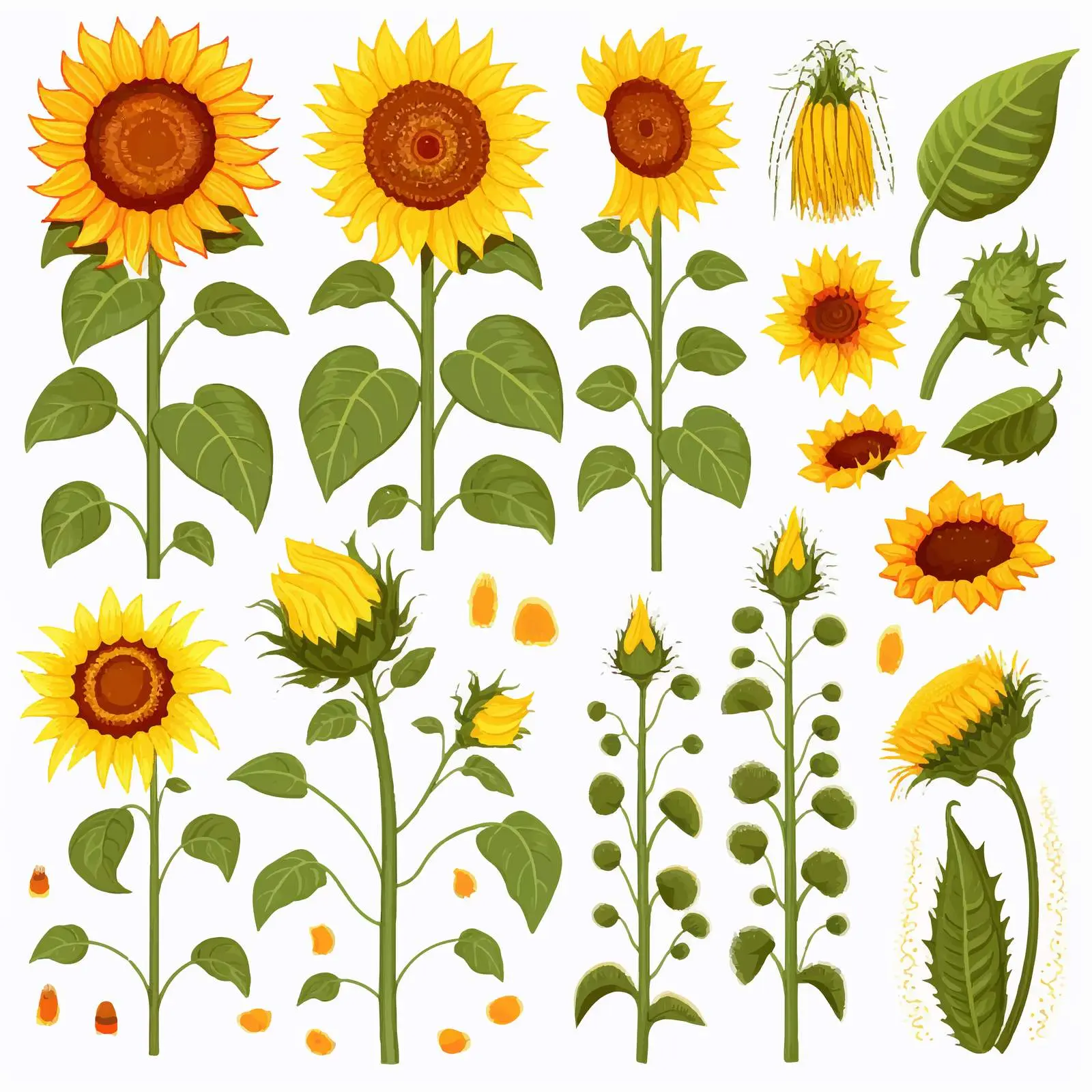 Sunflower Plant Life Cycle Educational Diagram — free download from Dotvec