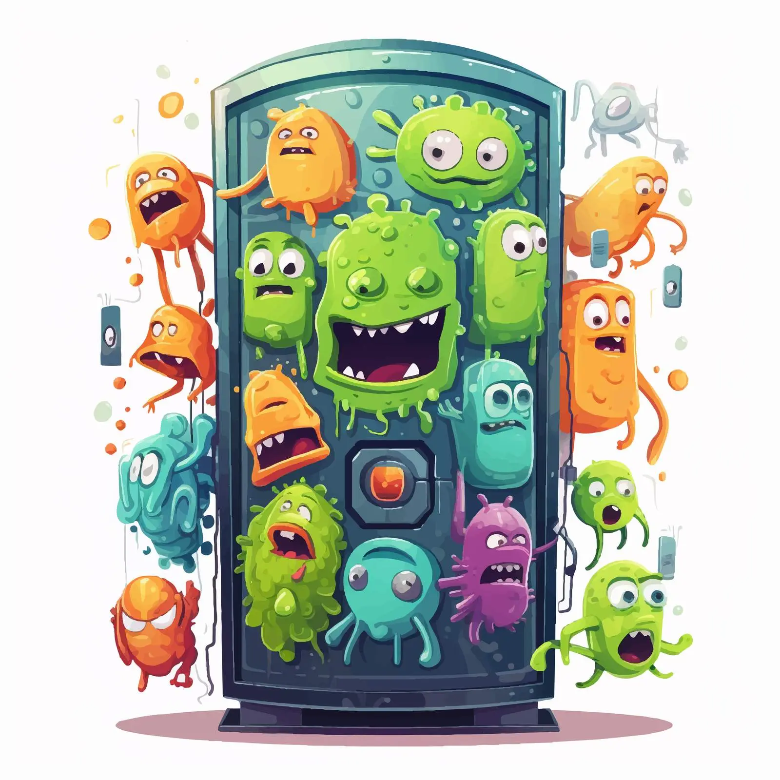 Cartoon Lift Filled with Germs Illustration — free download from Dotvec