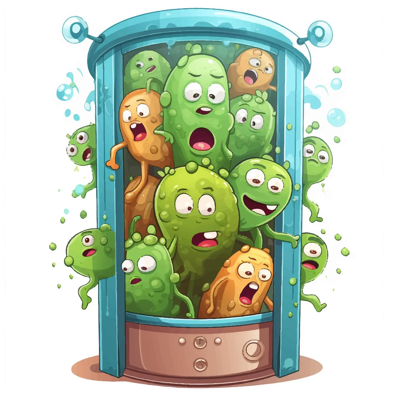 Cartoon Vector Illustration of Germ-Filled Lift — free download from Dotvec
