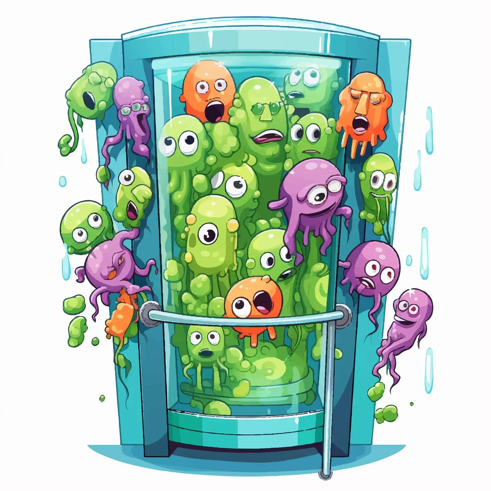 Cartoon Vector of Germs in Lift – free robes image from Dotvec