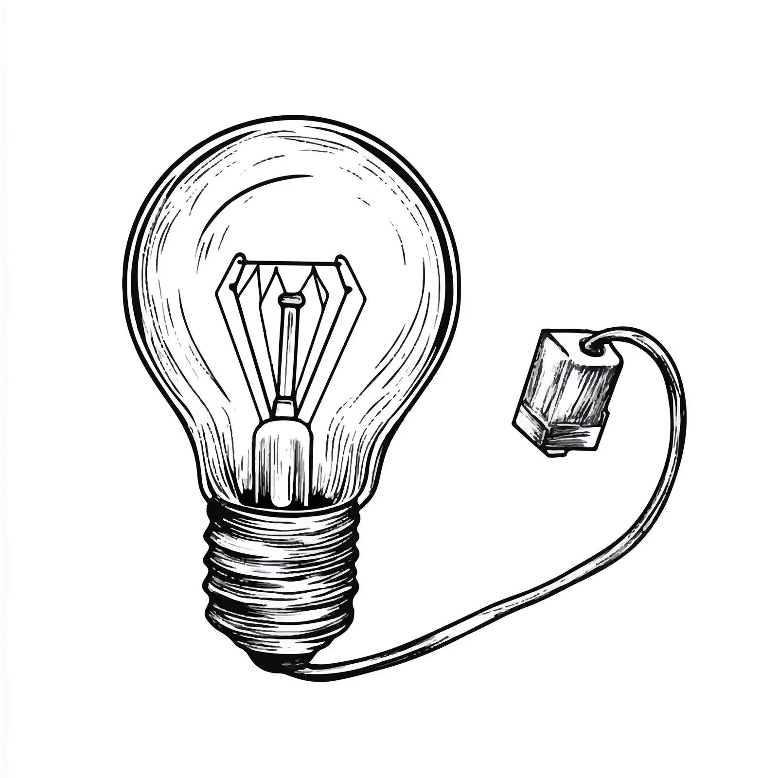 Cartoon Light Bulb with Plug Vector Illustration — free download from Dotvec