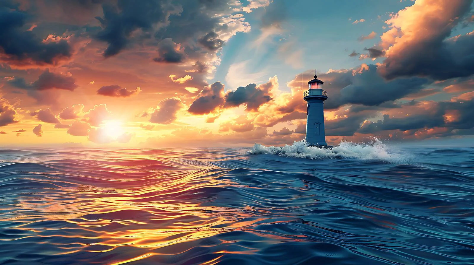 Tranquil Lighthouse Amid Cloudy Sunset Sky — free download from Dotvec