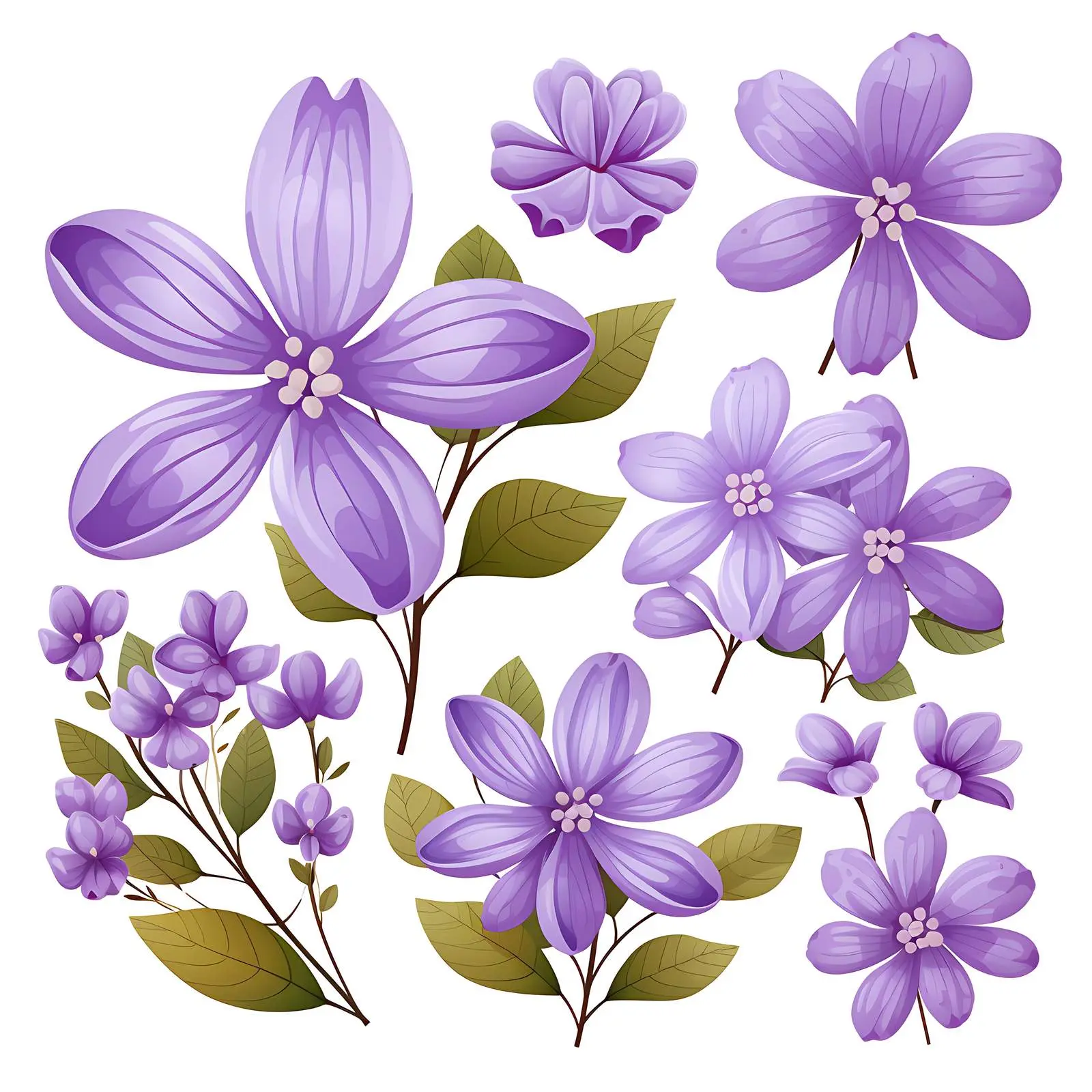 Bright Lilac Summer Flowers Isolated on White — free download from Dotvec