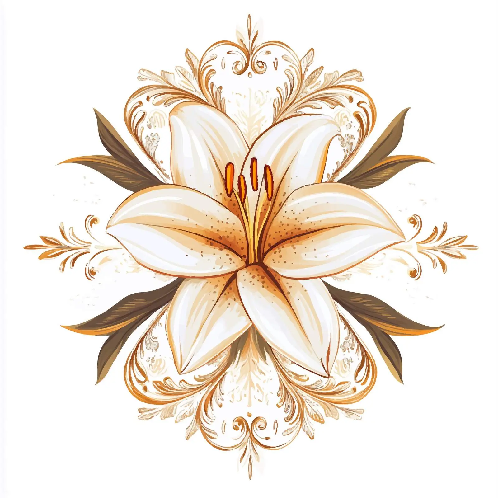 Decorative Lilies with Ornamental Design Background — free download from Dotvec