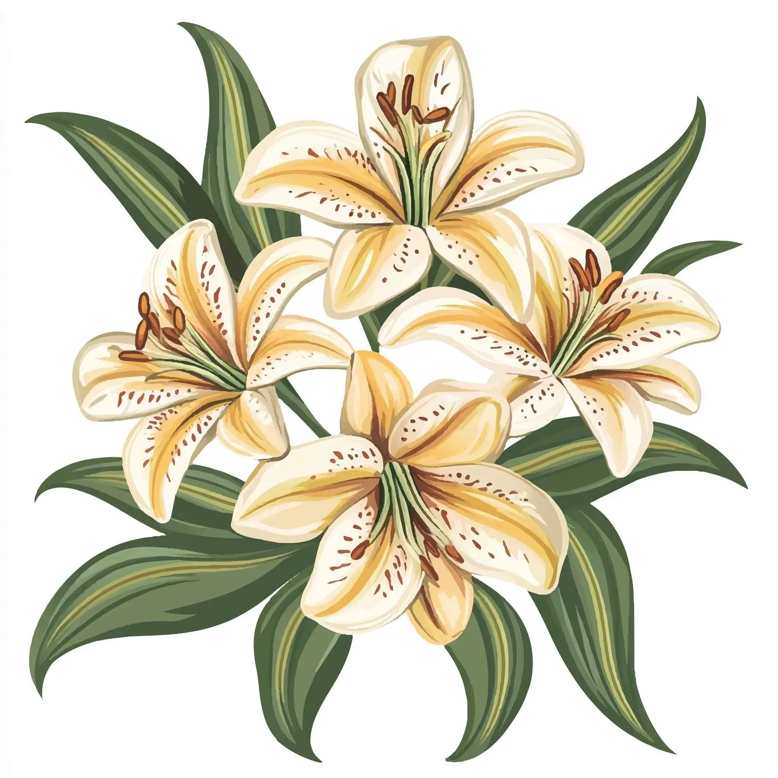 Elegant Lilies with Decorative Ornament Vector Art — free download from Dotvec