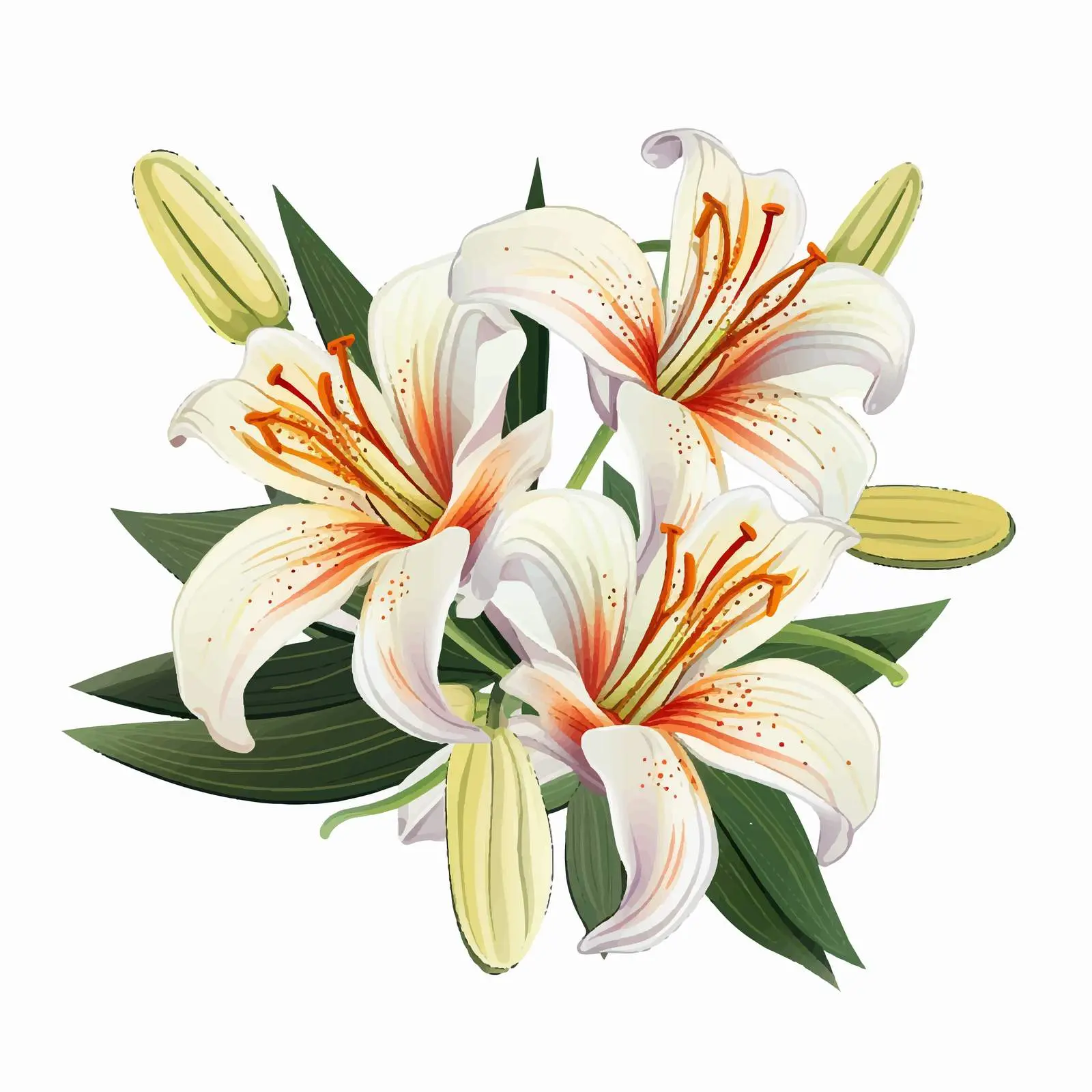 Lily Flower Line Vector Illustration on White Background — free download from Dotvec