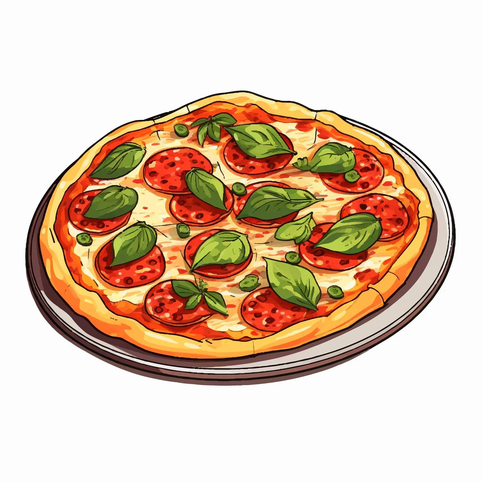 Colorful Marinara Pizza Line Art Illustration — free download from Dotvec