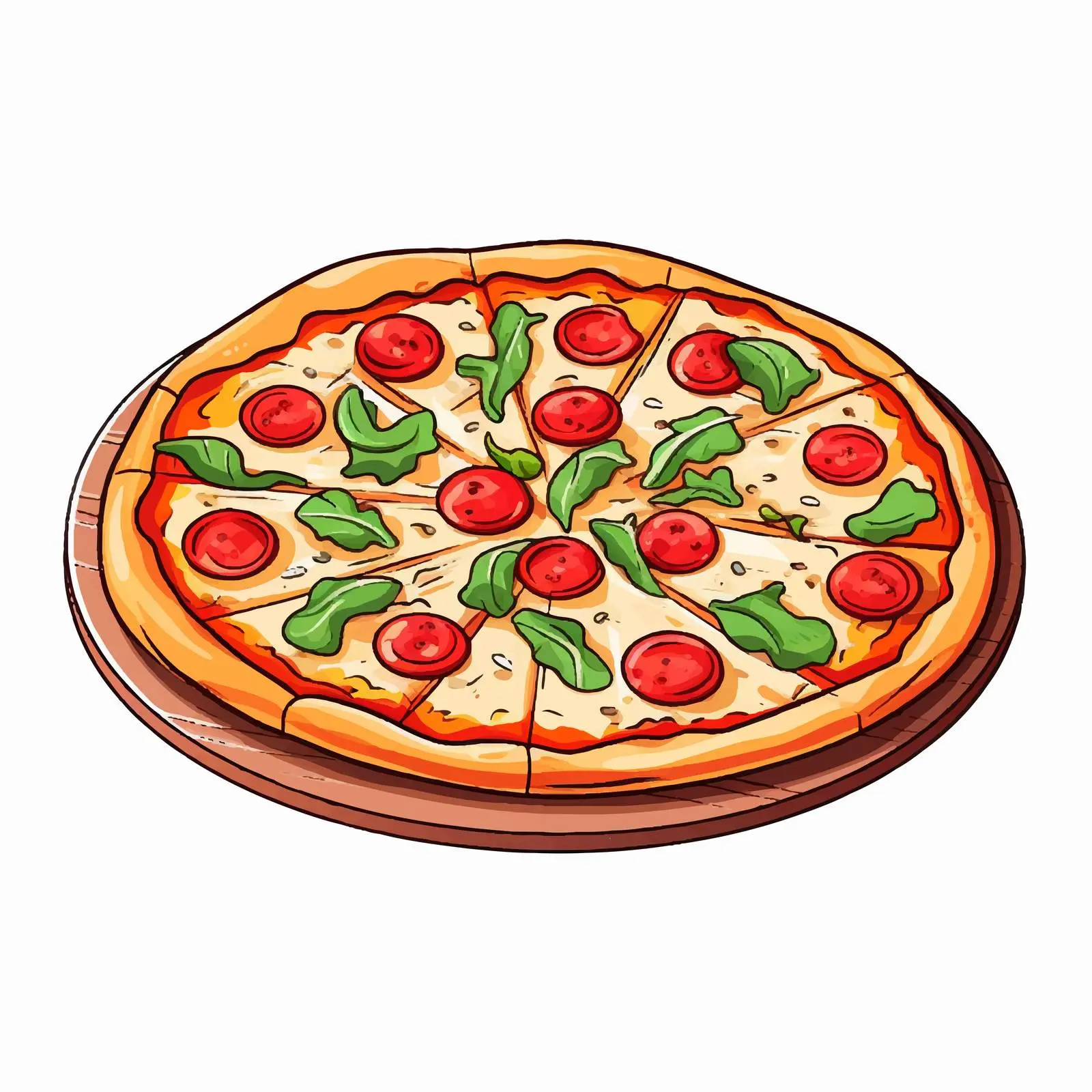 Colorful Line Art Pizza Marinara Vector — free download from Dotvec