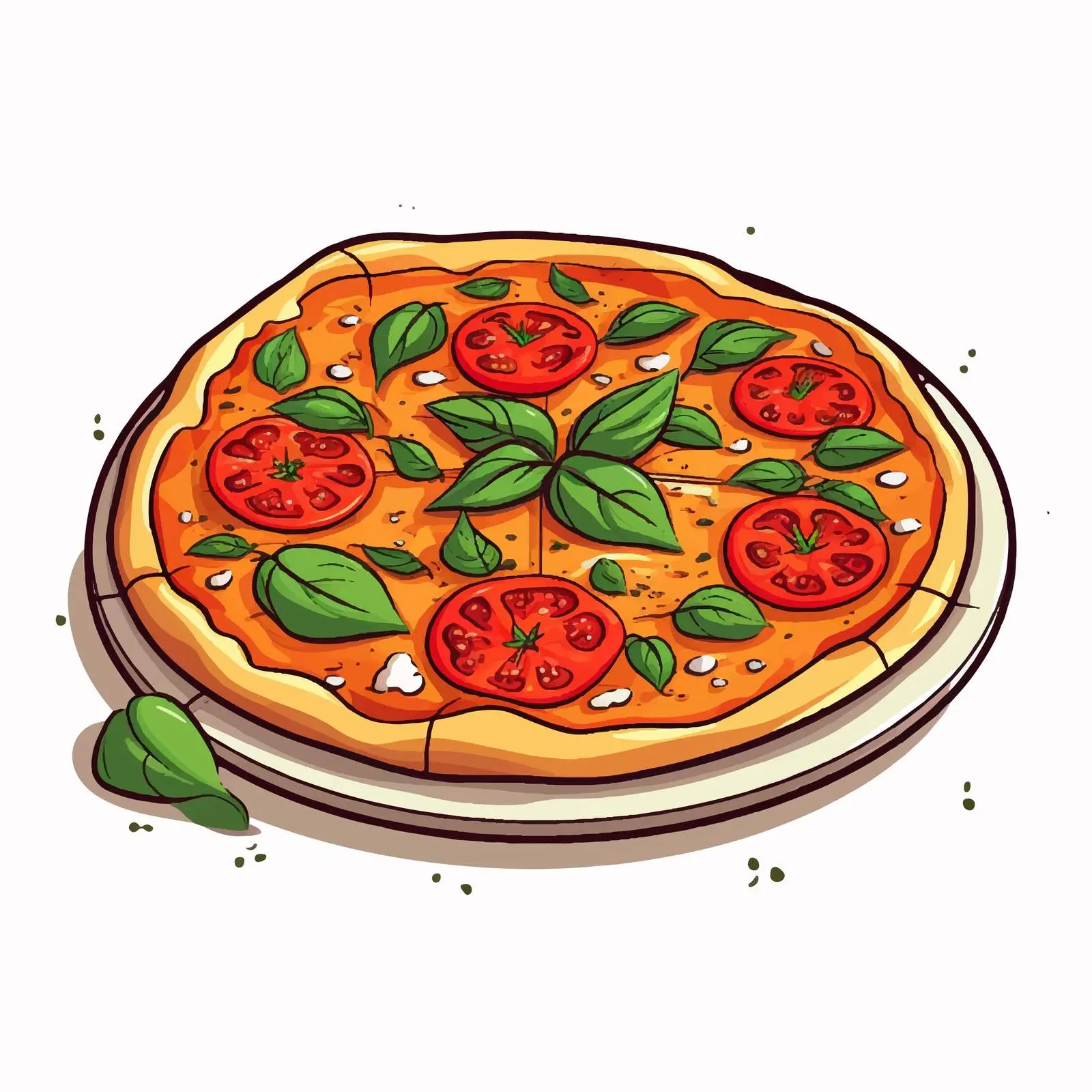 Colorful Line Art Pizza Marinara on White Background – free pizza slice image from Dotvec